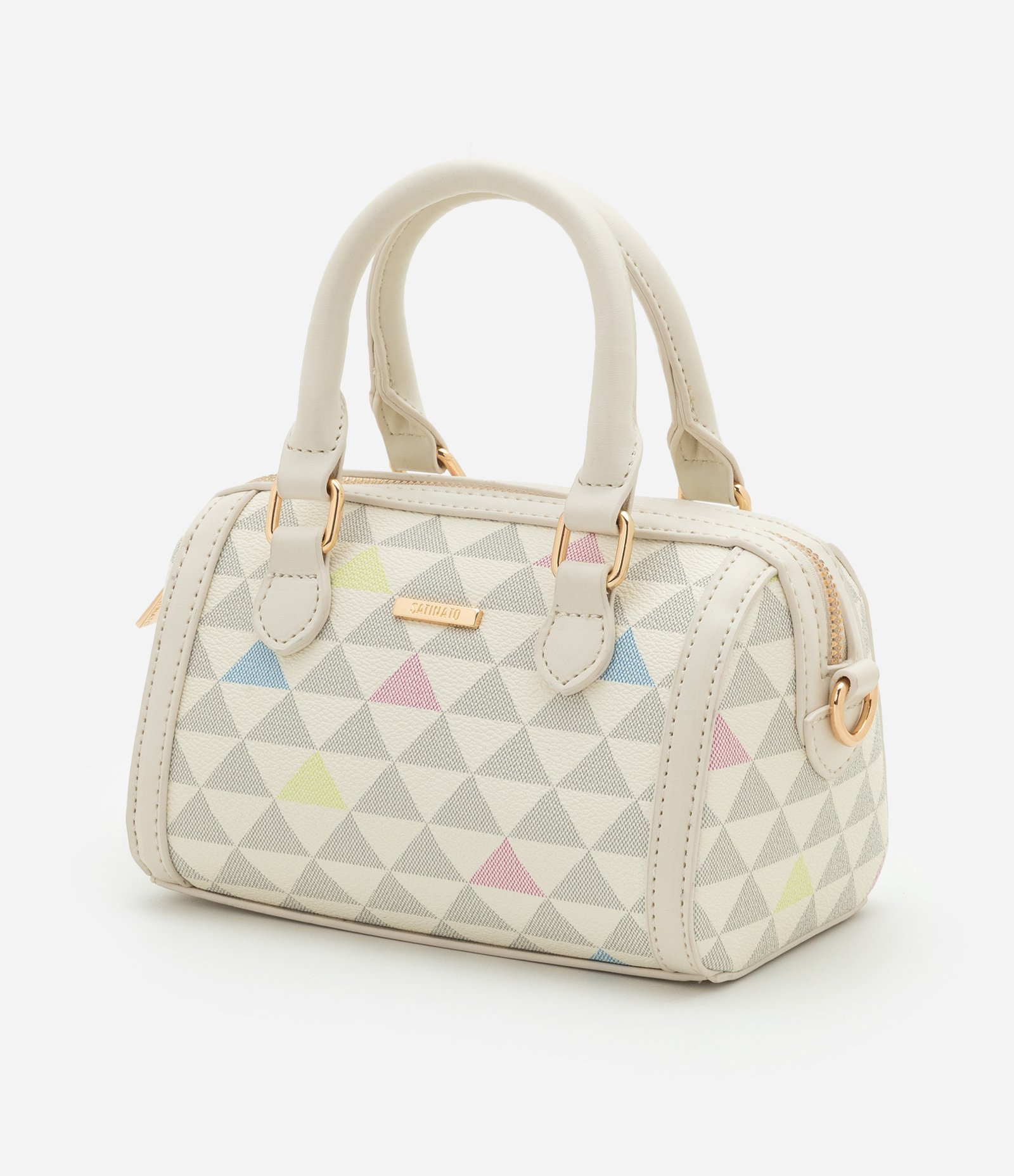 Bolsa Bowling Pequena com Estampa Triangular Off White 4