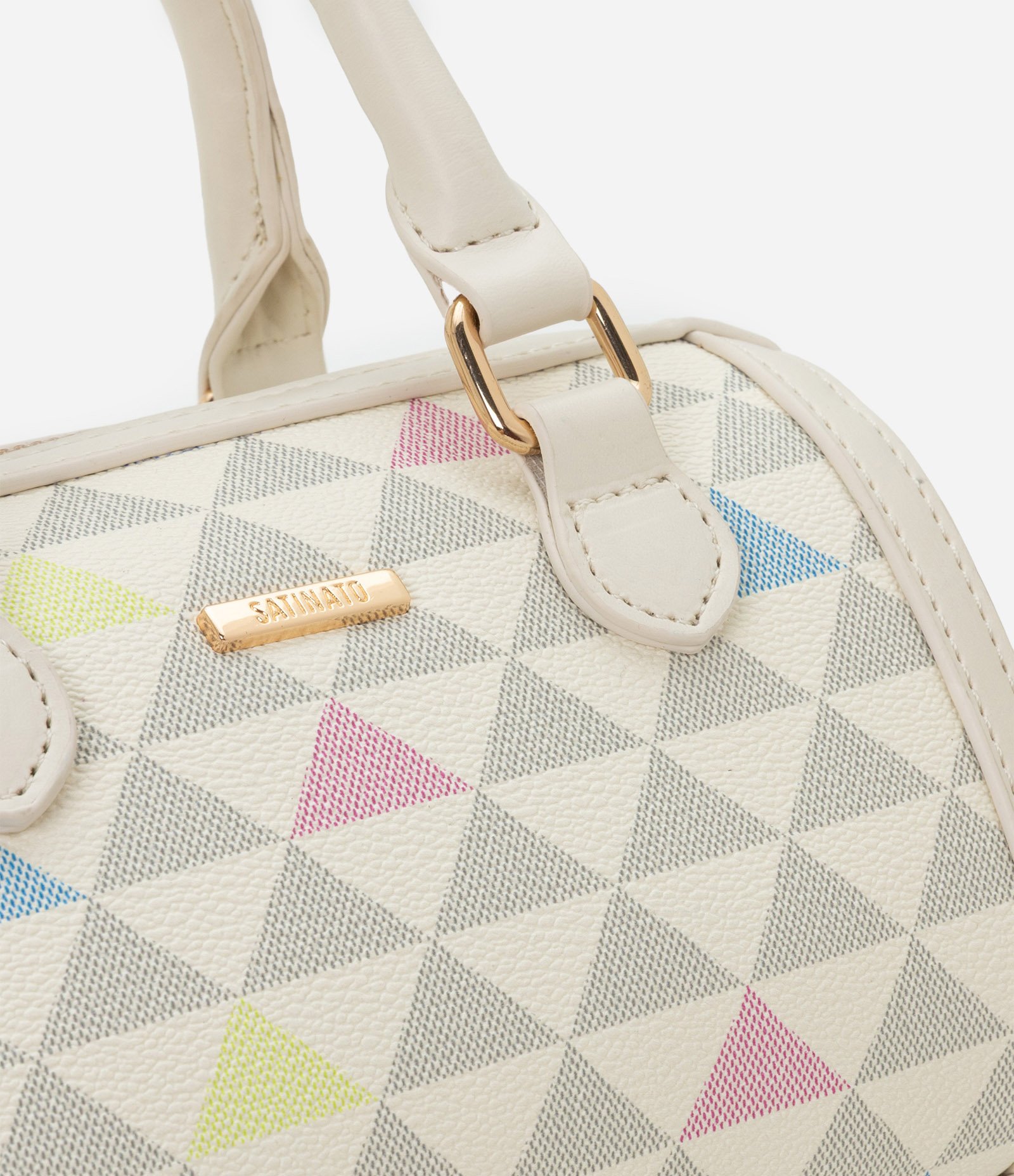 Bolsa Bowling Pequena com Estampa Triangular Off White 6