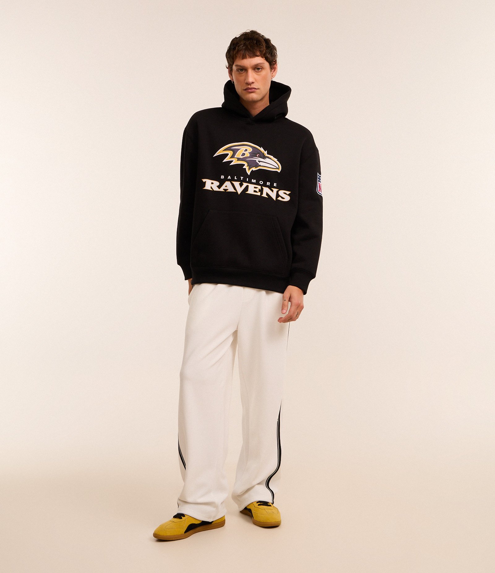 Casaco Relaxed em Fleece com Felpa e Estampa Lettering Baltimore Ravens NFL Preto 2