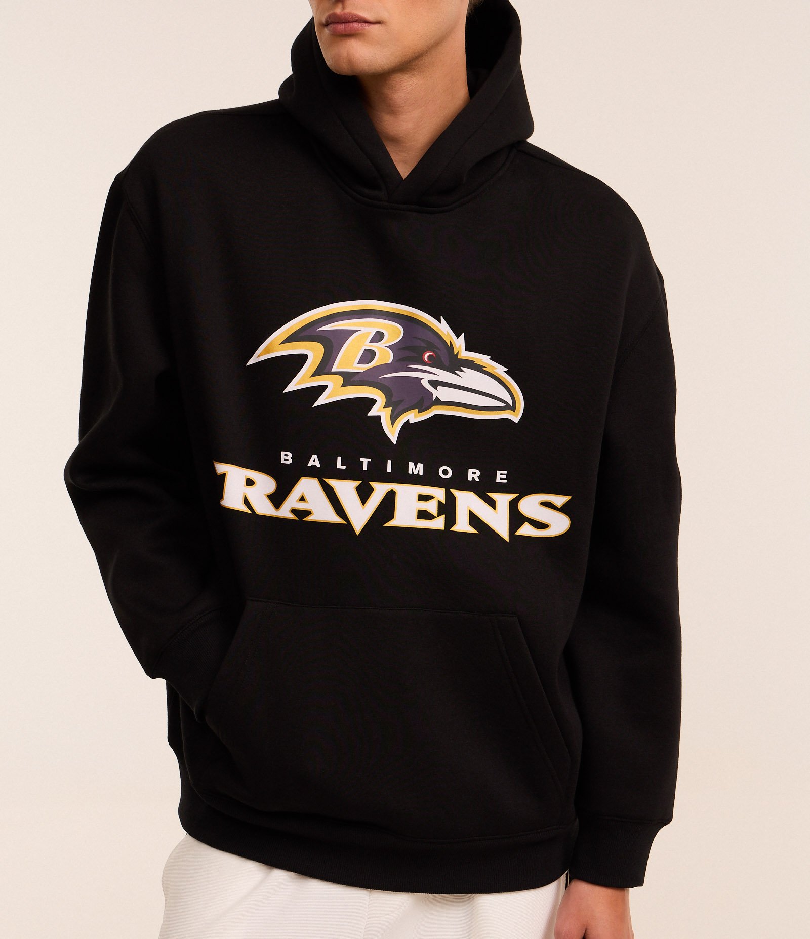 Casaco Relaxed em Fleece com Felpa e Estampa Lettering Baltimore Ravens NFL Preto 3