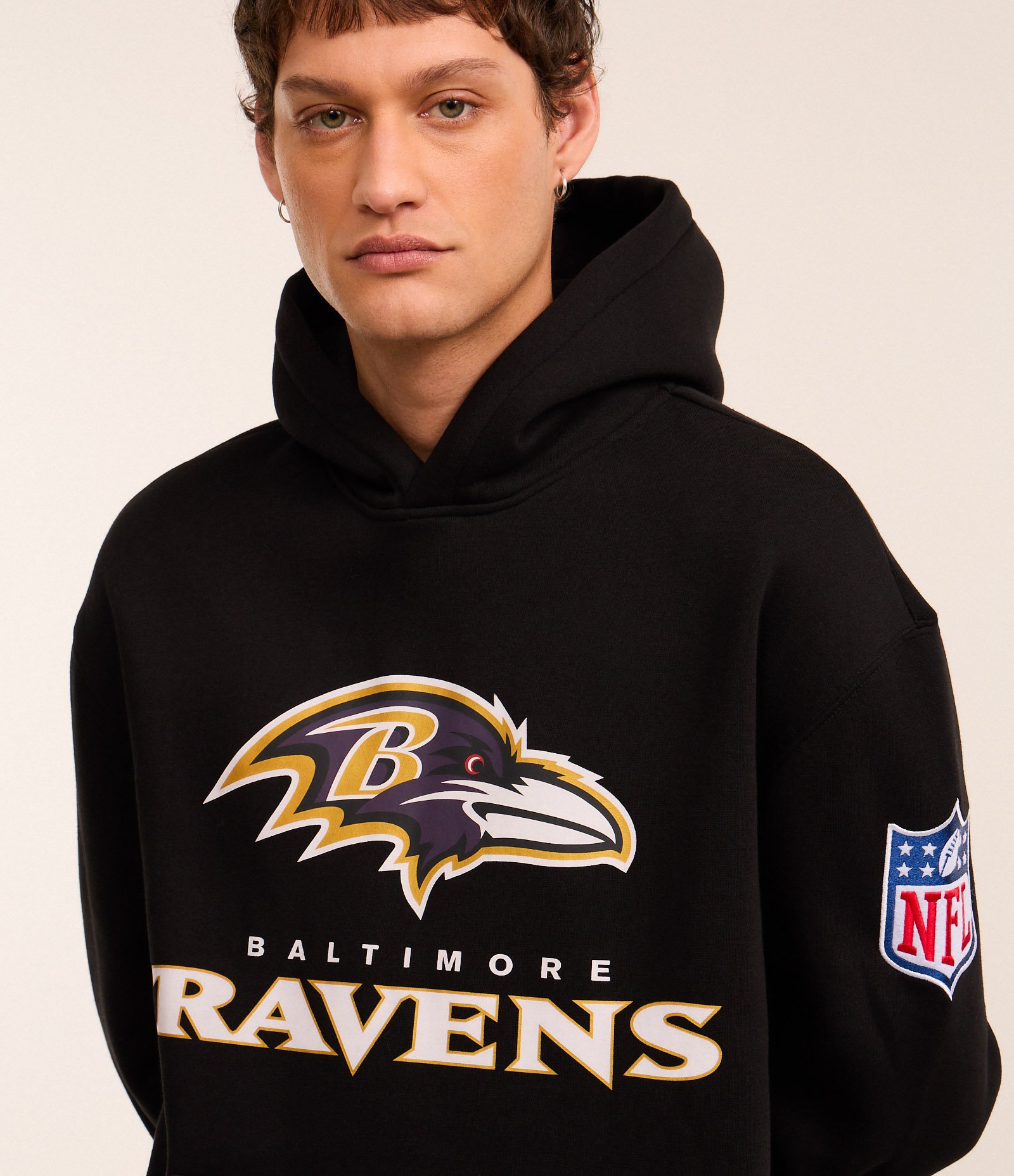 Casaco Relaxed em Fleece com Felpa e Estampa Lettering Baltimore Ravens NFL Preto 4