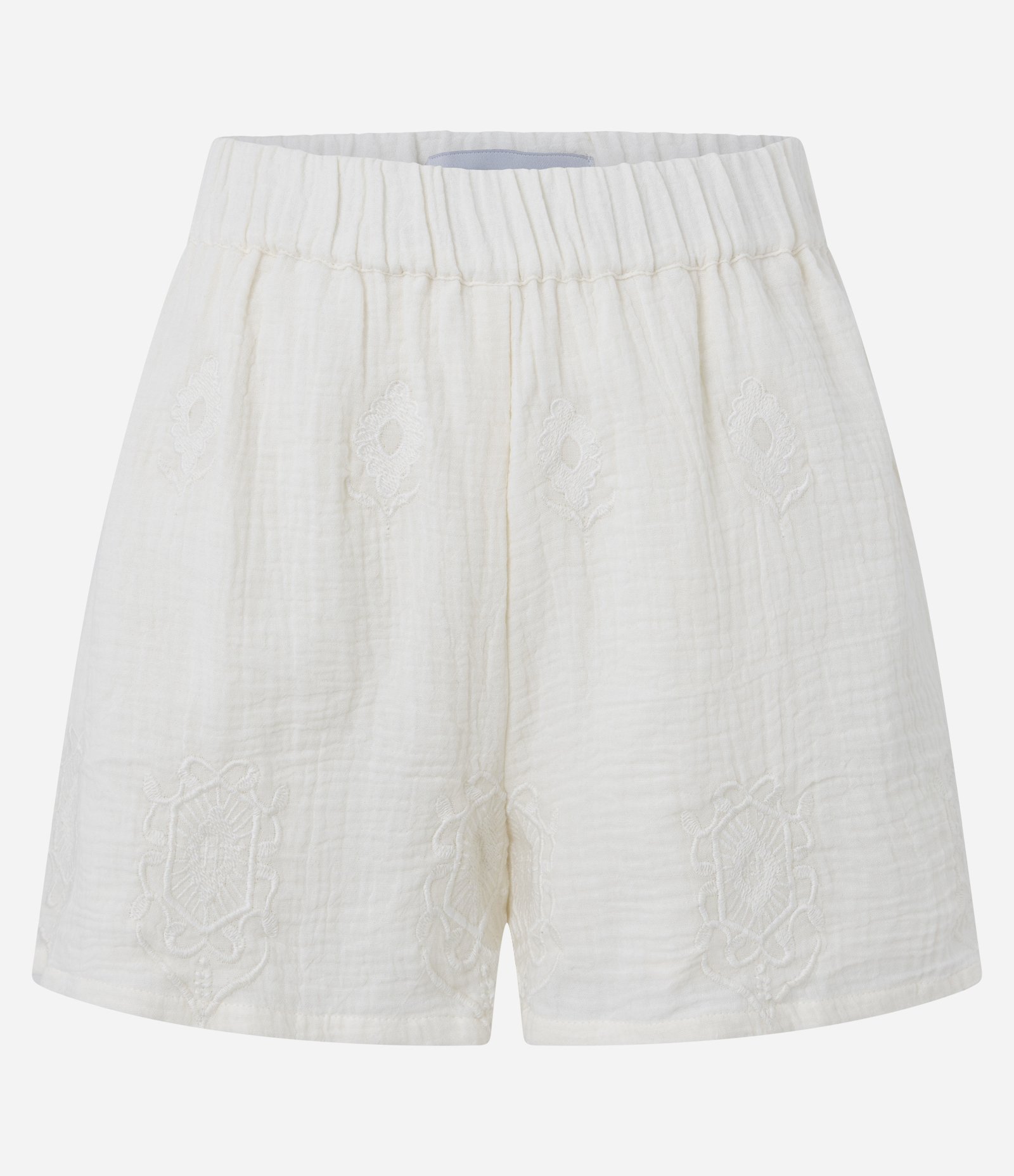 Short Cintura Alta em Cambraia com Efeito Amassado Branco 7