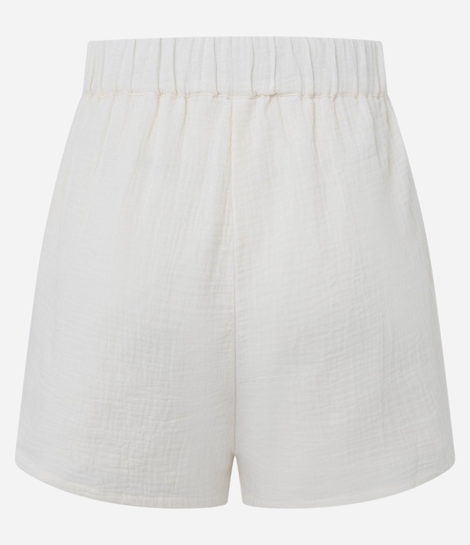 Short Cintura Alta em Cambraia com Efeito Amassado Branco 9