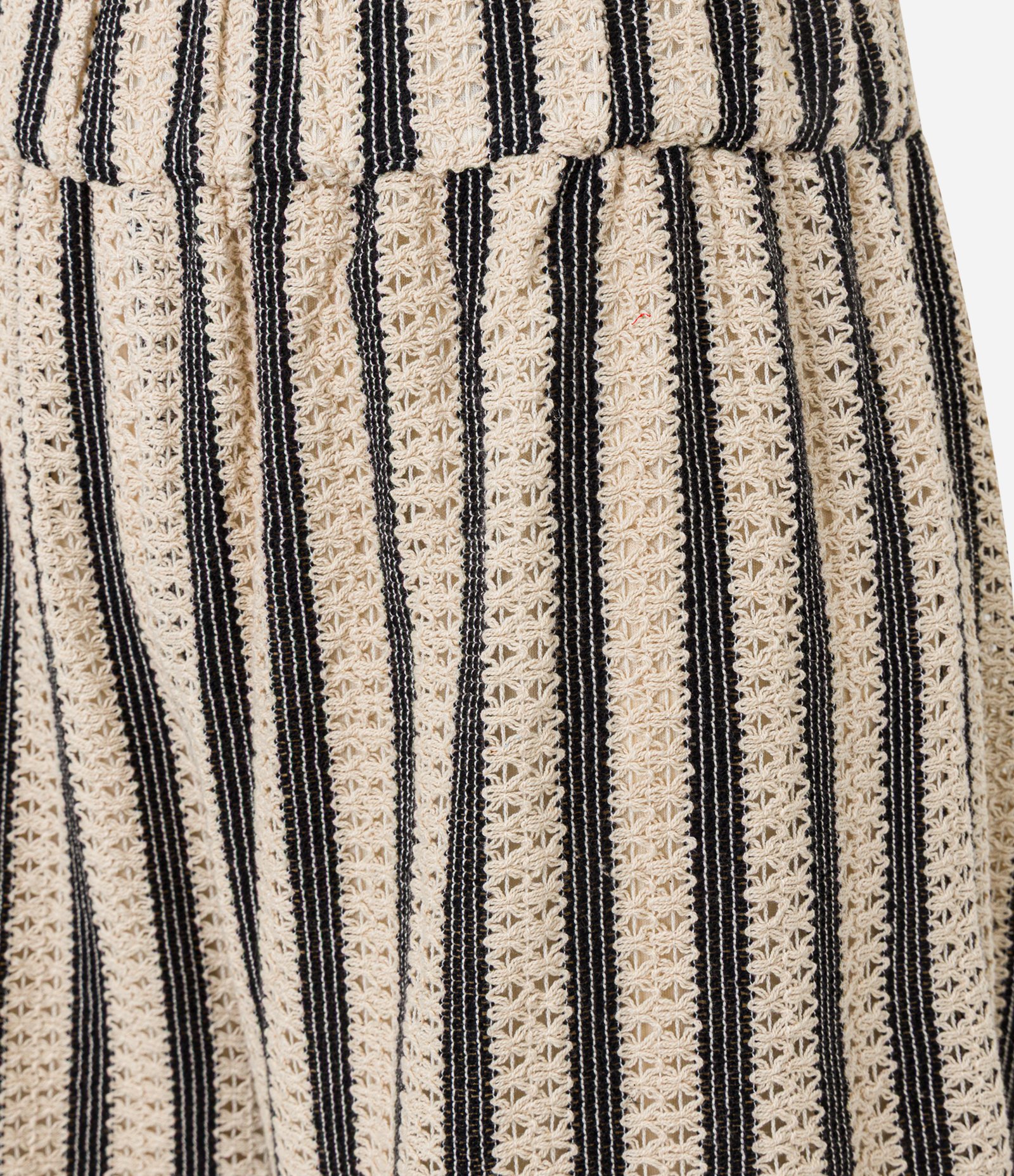 Calça Reta em Tricô com Listras e Cós Elástico Bege 6