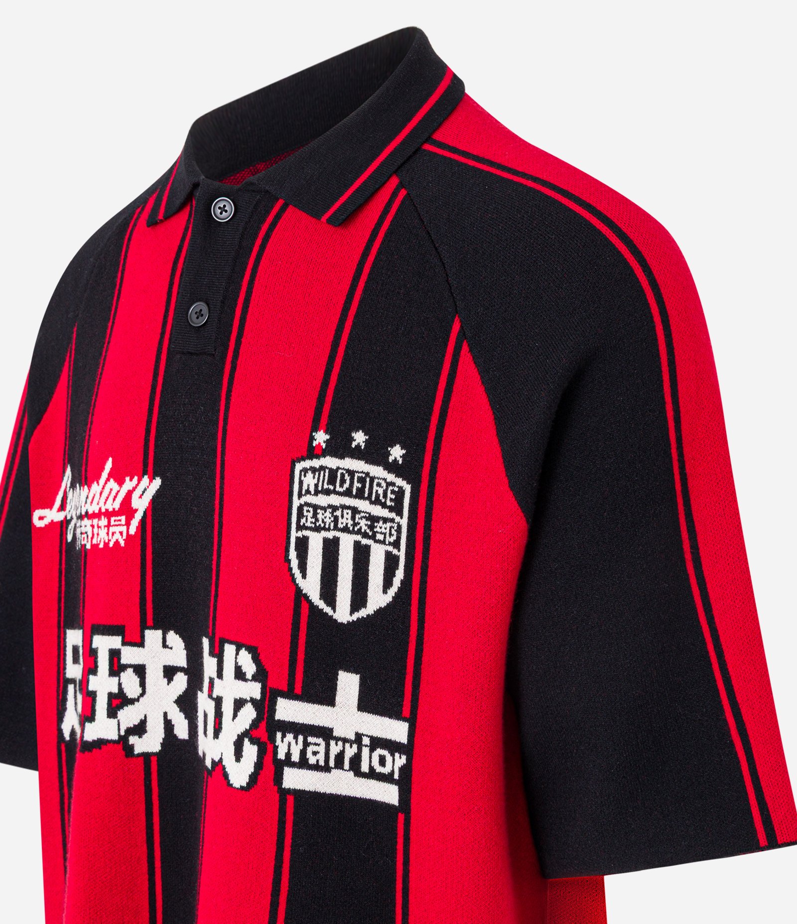 Camisa Polo Boxy Sportcore em Tricô com Estampa Listrada e Lettering Vermelho/Preto 10