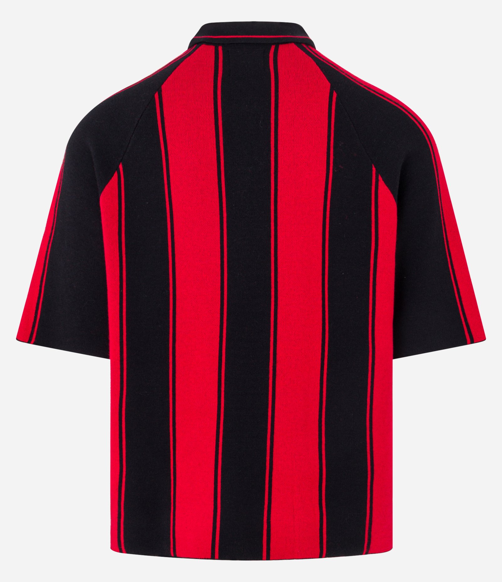 Camisa Polo Boxy Sportcore em Tricô com Estampa Listrada e Lettering Vermelho/Preto 11