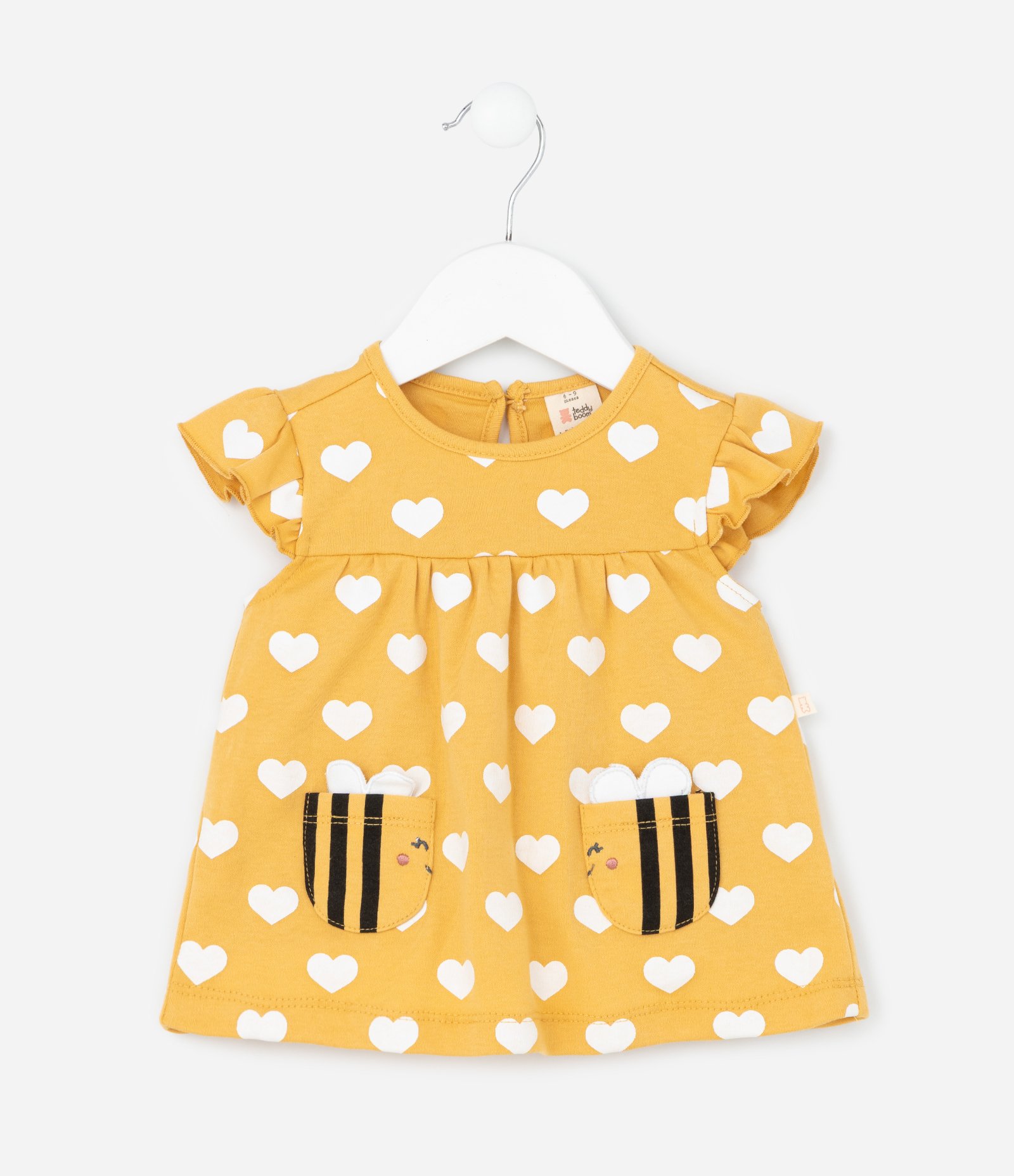 Conjunto Infantil com Estampa de Corações e Abelhinhas - Tam 0 a 18 Meses Amarelo 3