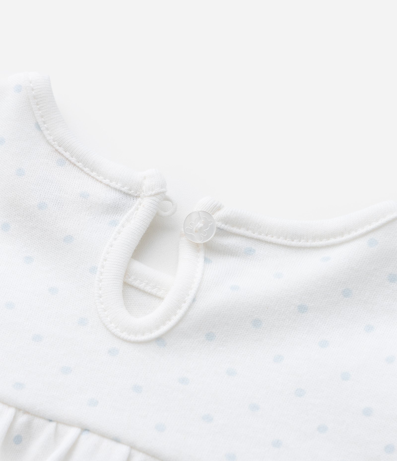 Conjunto Infantil com Estampa de Laços e Bolso de Bichinho - Tam 0 a 18 Meses Branco/Azul 11