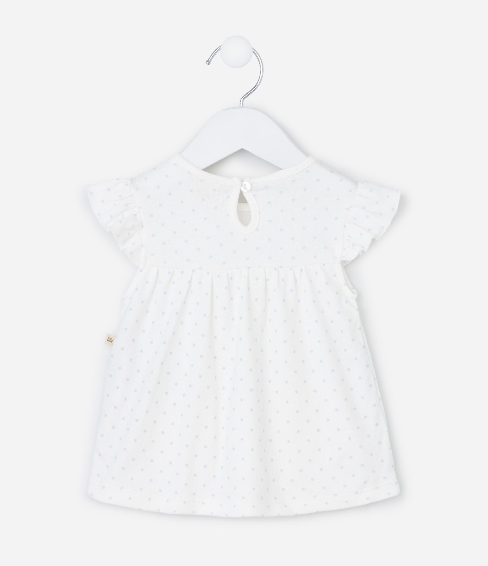 Conjunto Infantil com Estampa de Laços e Bolso de Bichinho - Tam 0 a 18 Meses Branco/Azul 4