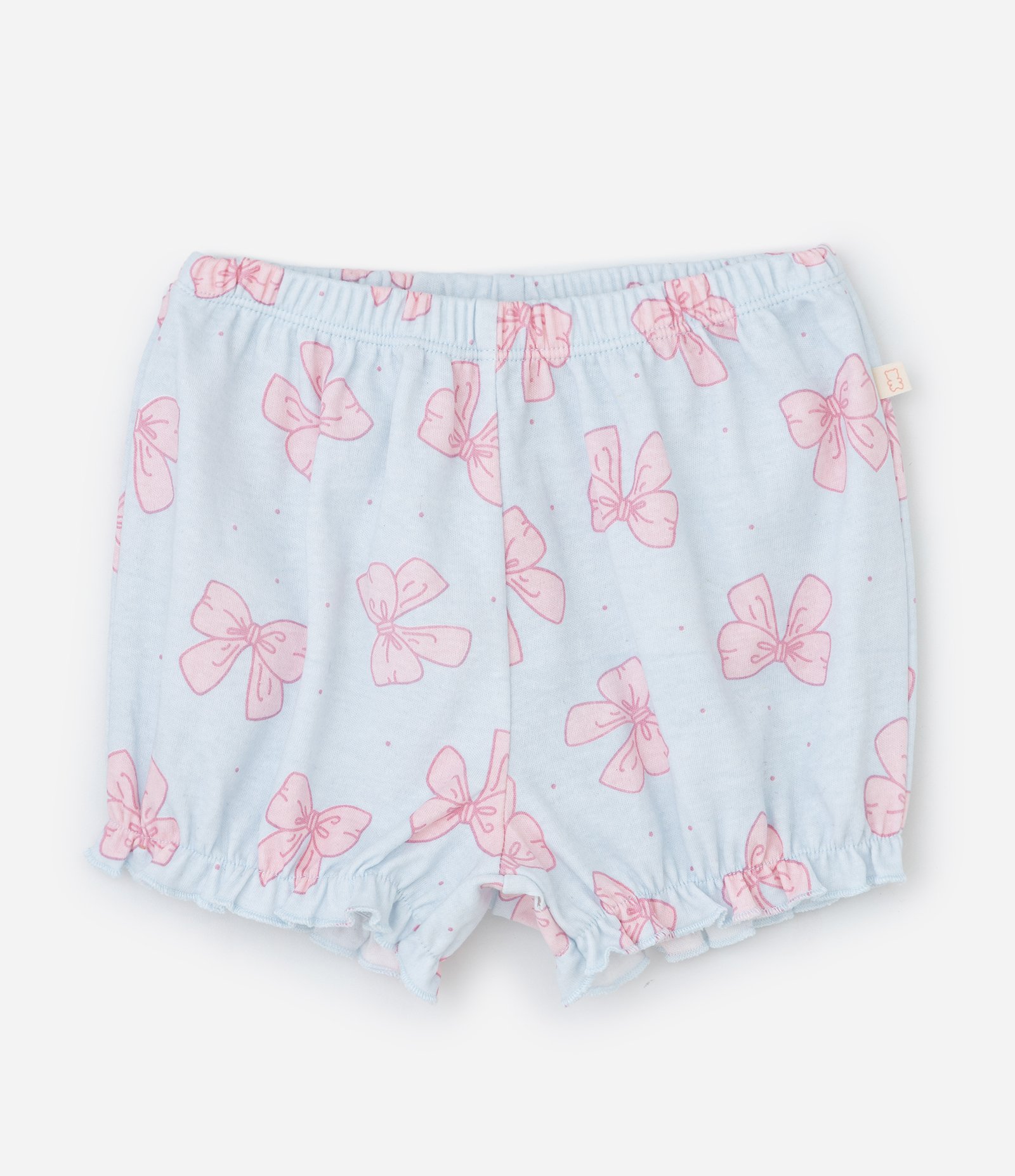 Conjunto Infantil com Estampa de Laços e Bolso de Bichinho - Tam 0 a 18 Meses Branco/Azul 5