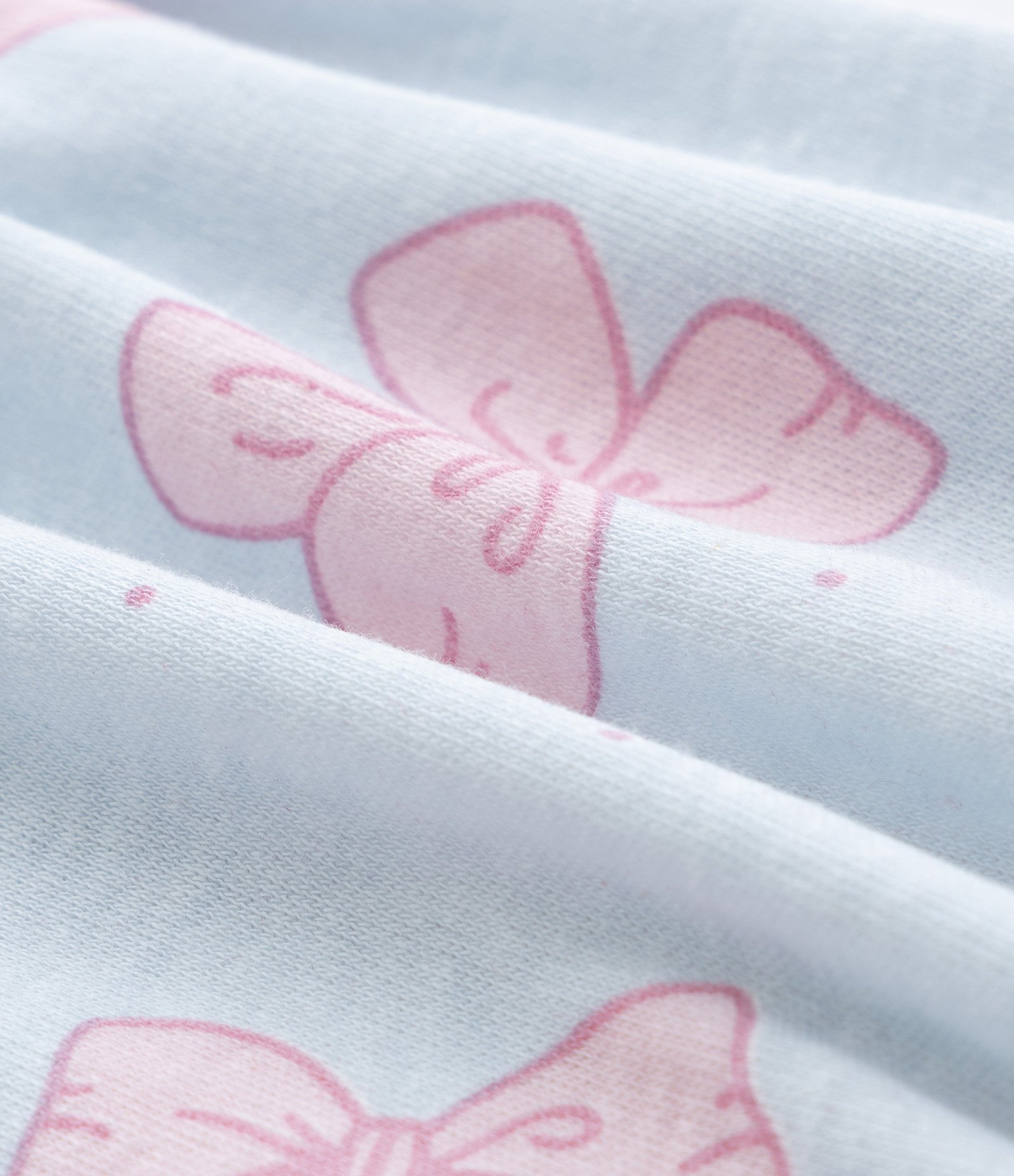 Conjunto Infantil com Estampa de Laços e Bolso de Bichinho - Tam 0 a 18 Meses Branco/Azul 8