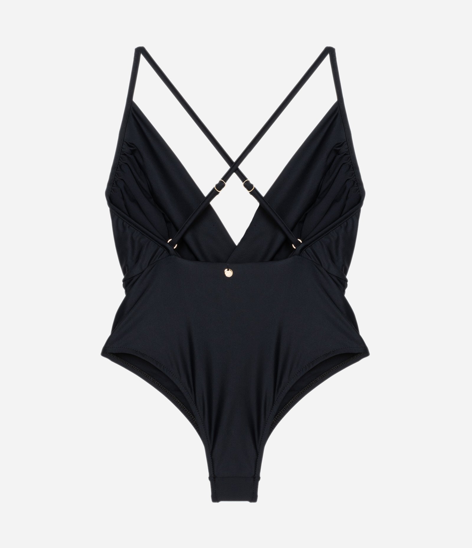 Maiô Cavado em Poliamida com Decote V Franzido Preto 5