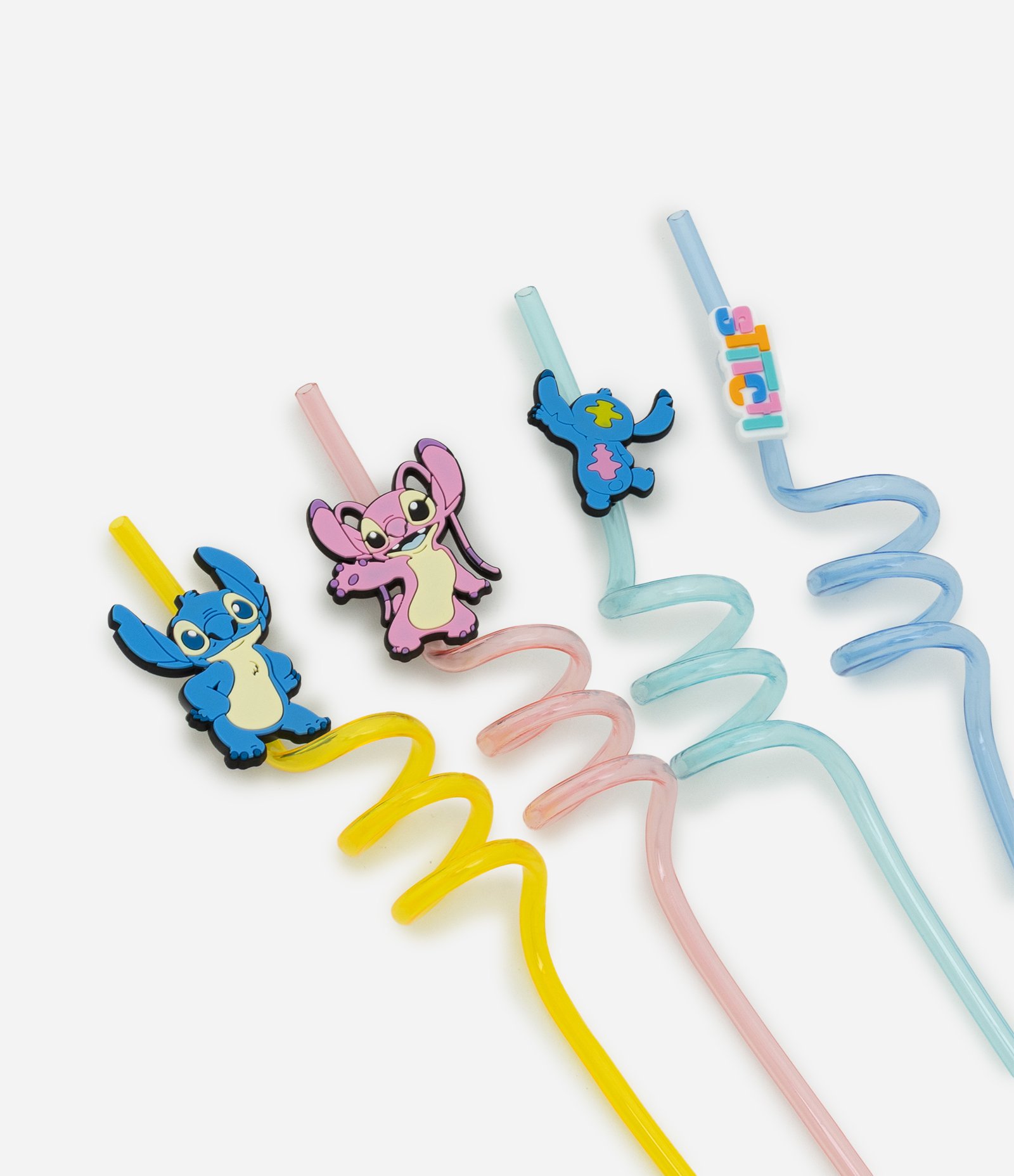 Kit 04 Canudos Reutilizáveis em Plástico com Patches Stitch e Angel Multicores 3
