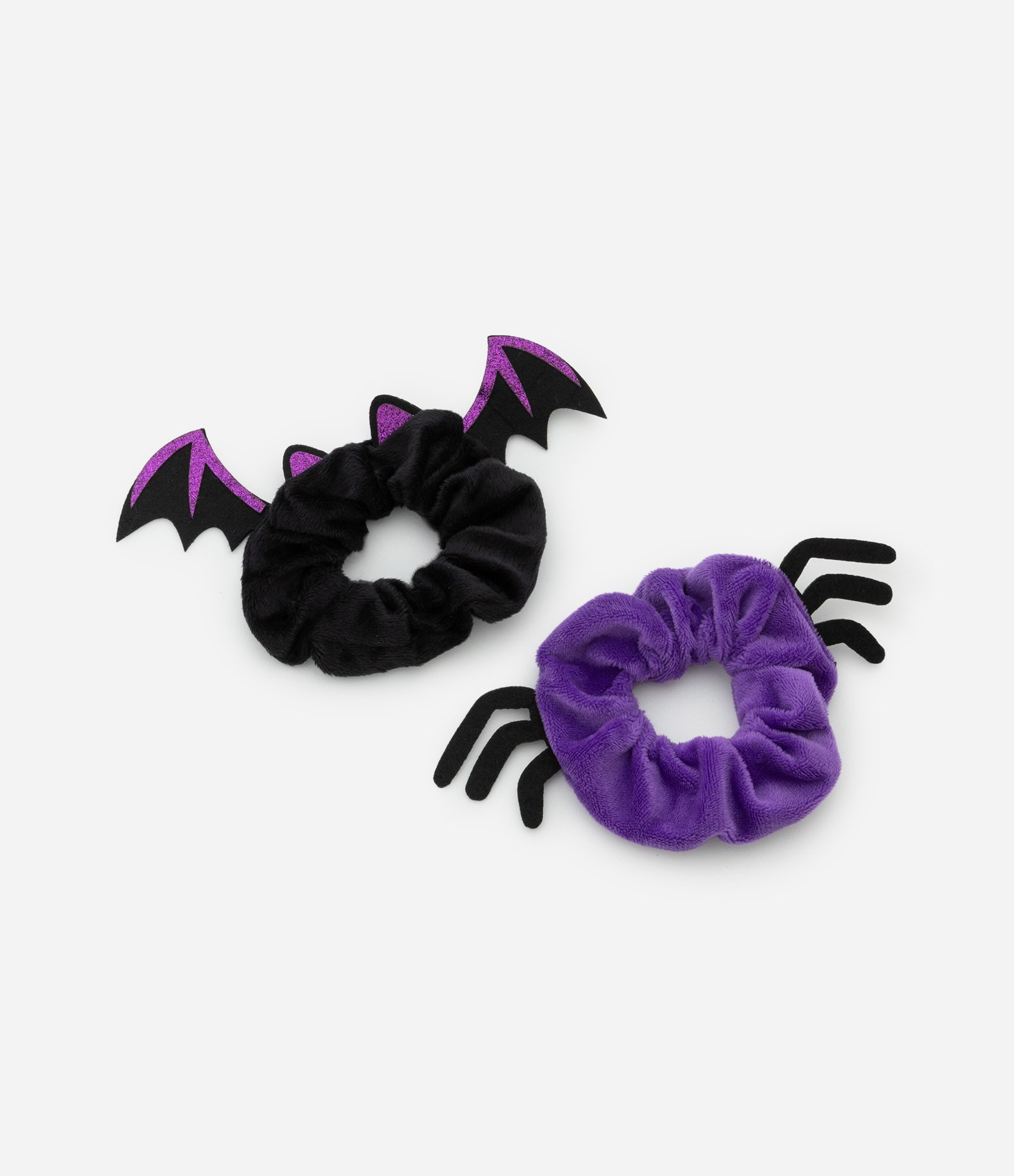 Kit 02 Scrunchies em Veludo com Formato Morcego e Aranha - Tam Único Roxo 1