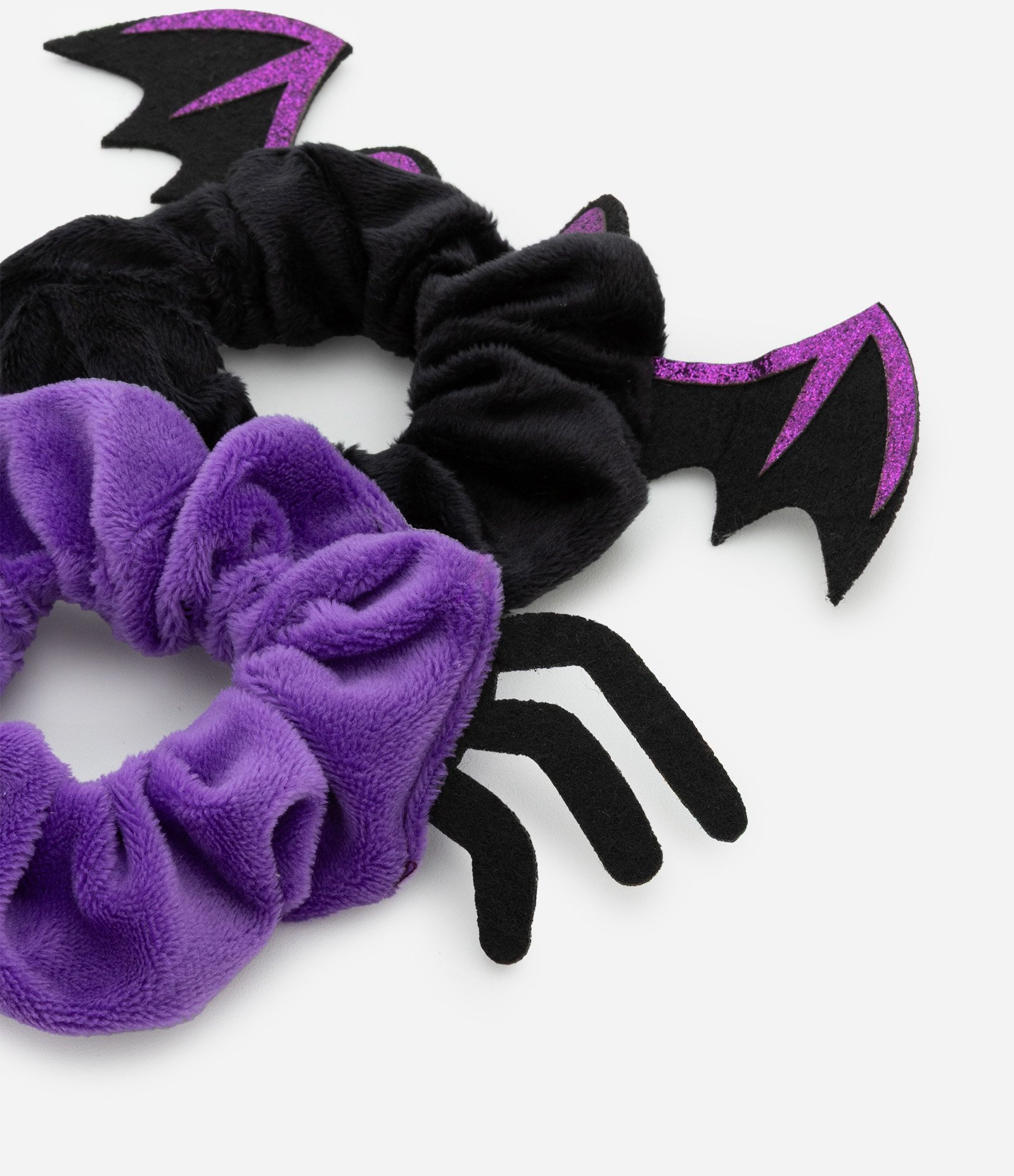 Kit 02 Scrunchies em Veludo com Formato Morcego e Aranha - Tam Único Roxo 2