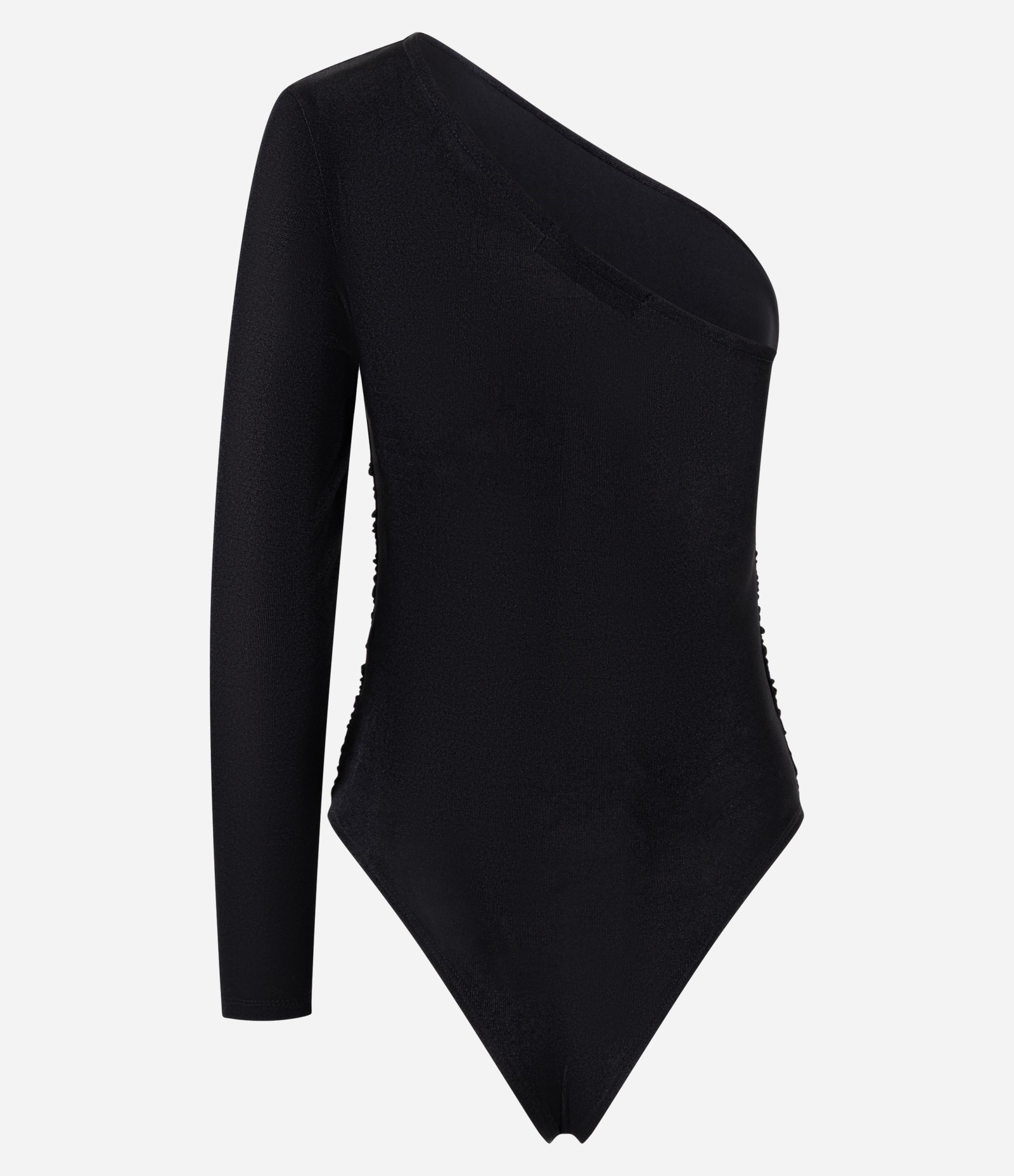 Body em Ribana com Um Ombro Só e Franzidos Preto 5