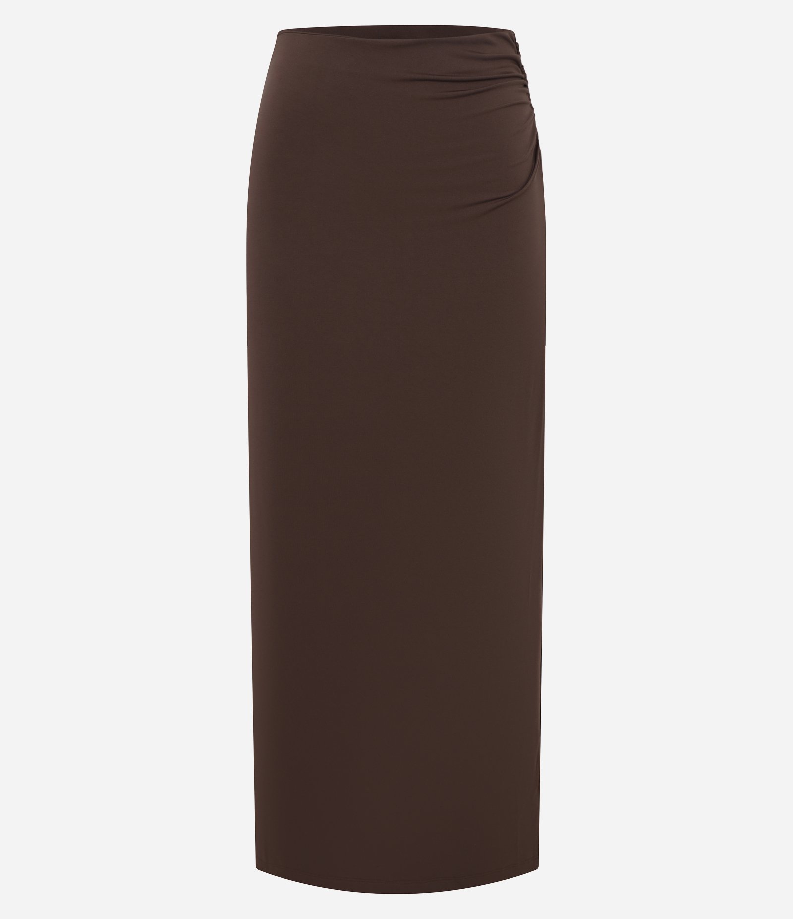 Saia New Midi com Avimento em V na Cintura e Fenda Lateral Marrom 6