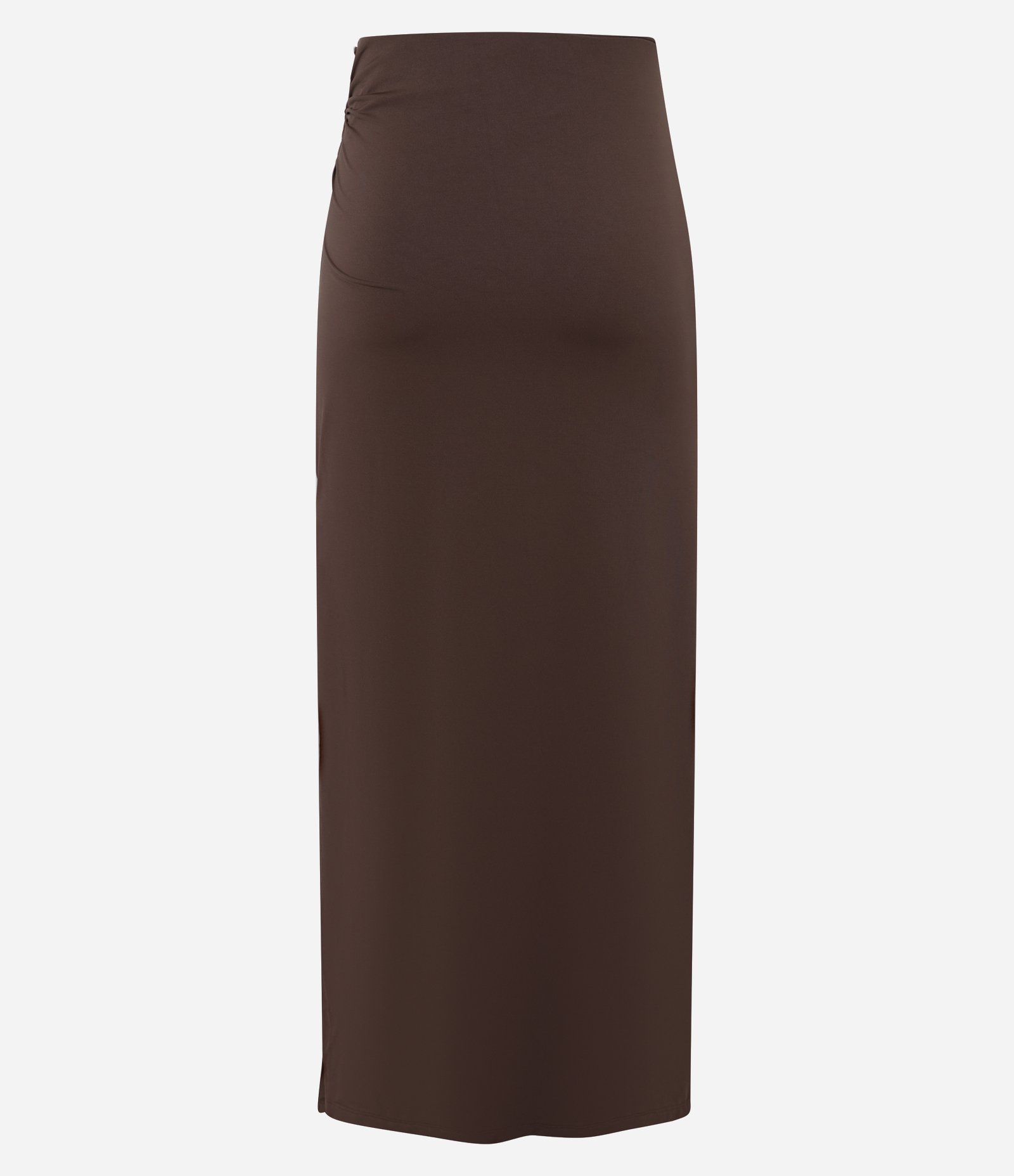 Saia New Midi com Avimento em V na Cintura e Fenda Lateral Marrom 7