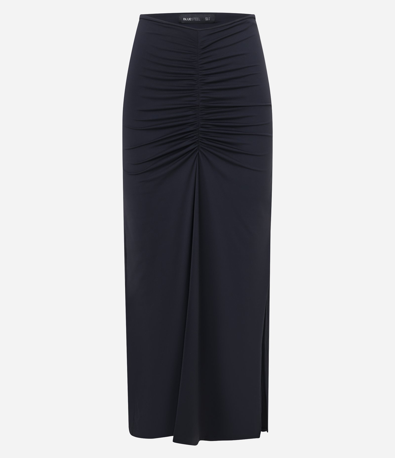 Saia New Midi com Franzido Frontal e Fenda Preto 6