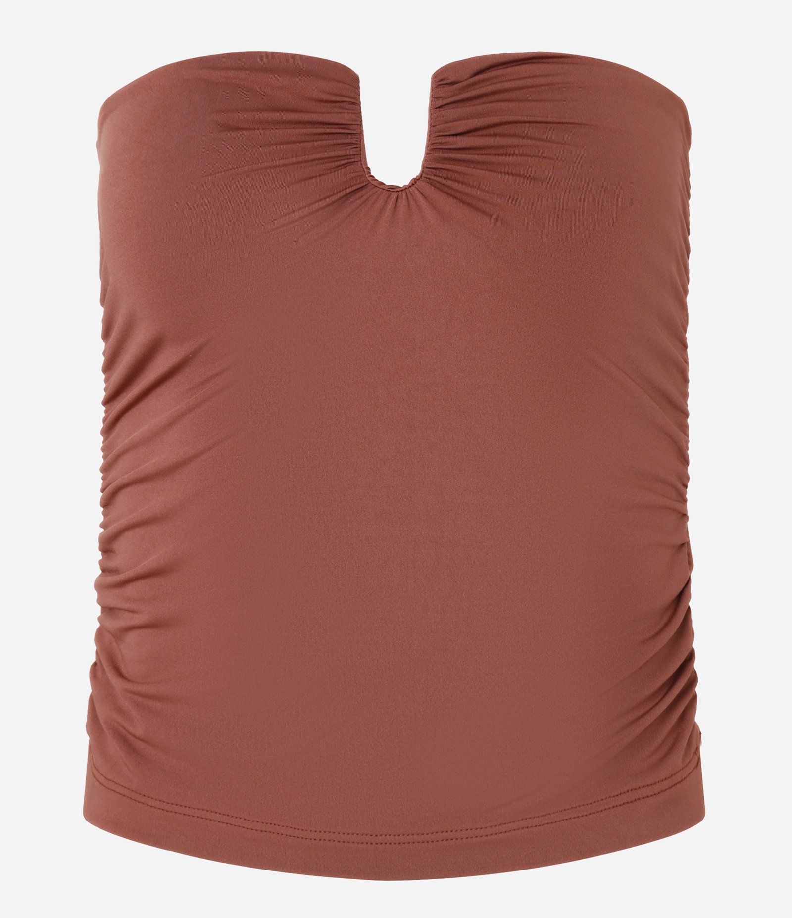 Blusa em Jesery com Franzidos e Aviamento no Busto Marrom 5