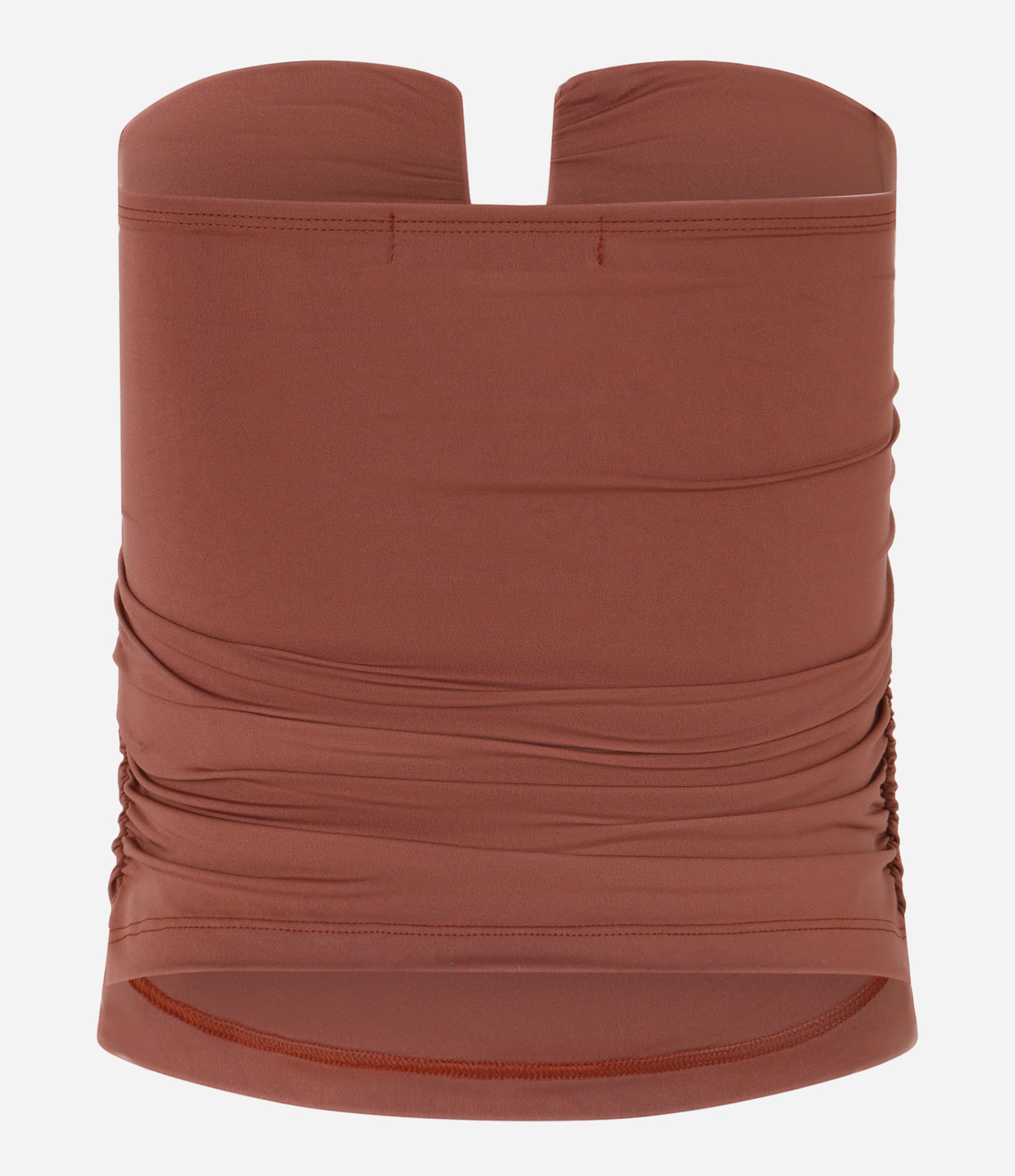 Blusa em Jesery com Franzidos e Aviamento no Busto Marrom 6