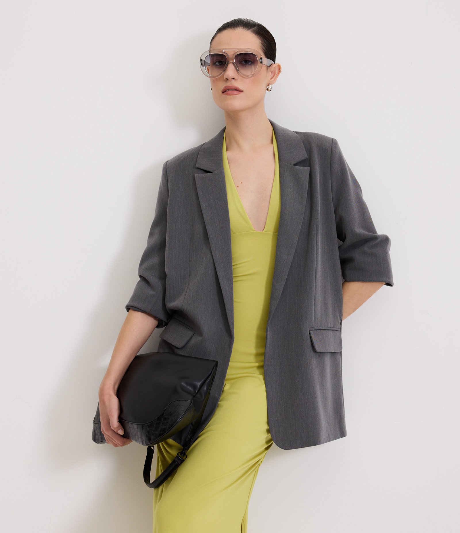 Vestido New Midi em Jersey com Drapeados Laterais Verde 2