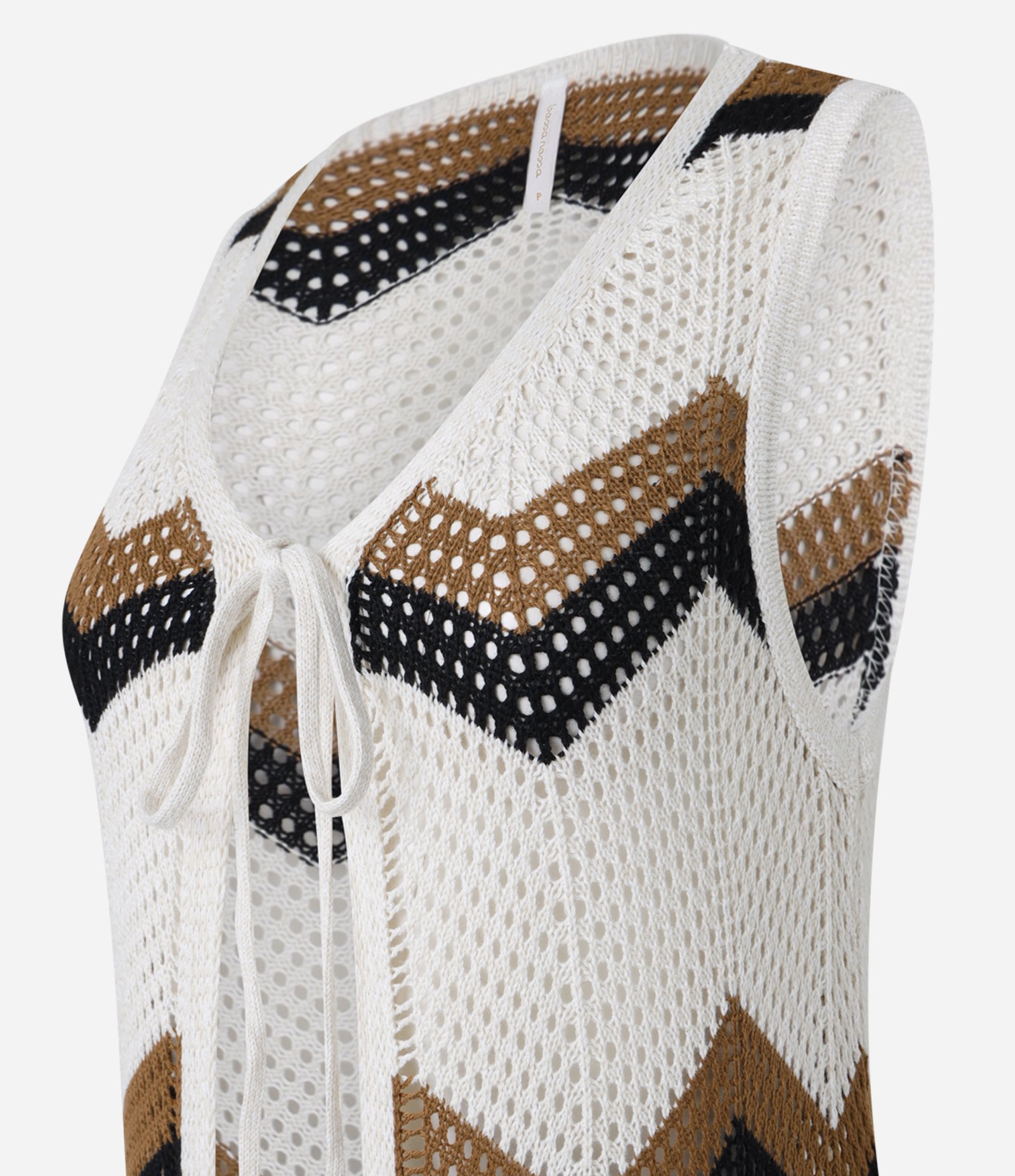 Saída de Praia Kimono Alongado com Efeito Crochê Zig Zag Off White 6