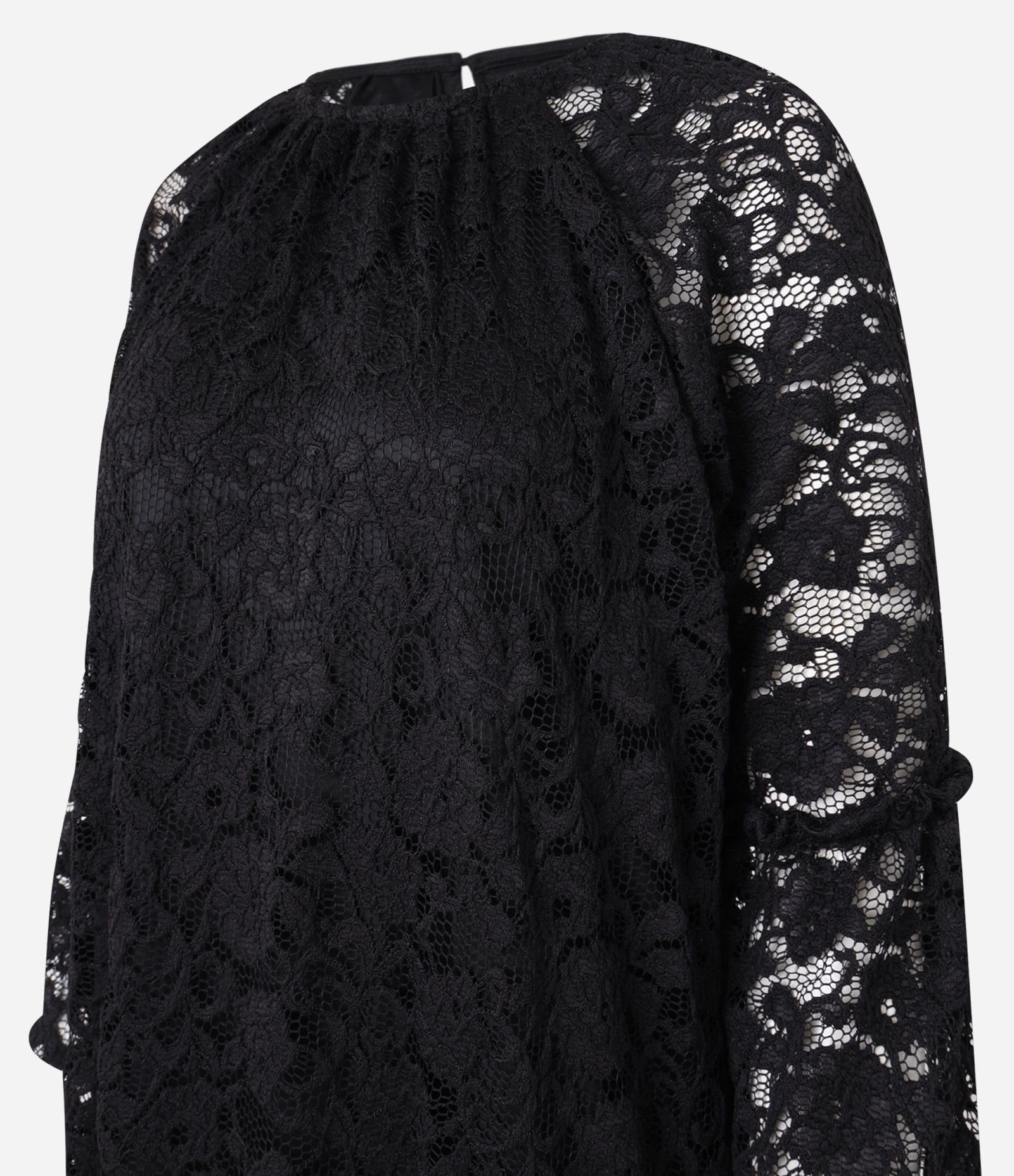 Vestido Boho Reto em Renda com Detalhes Transparentes Preto 6