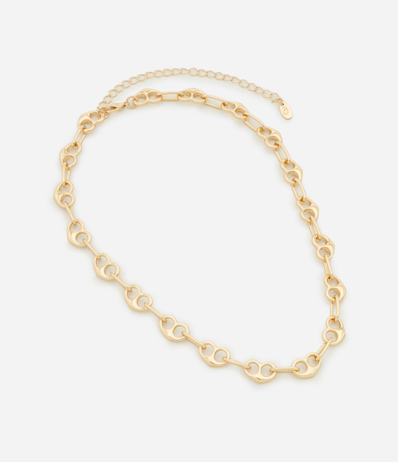 Colar Curto com Elos em Forma de Coração Vazado Dourado 2