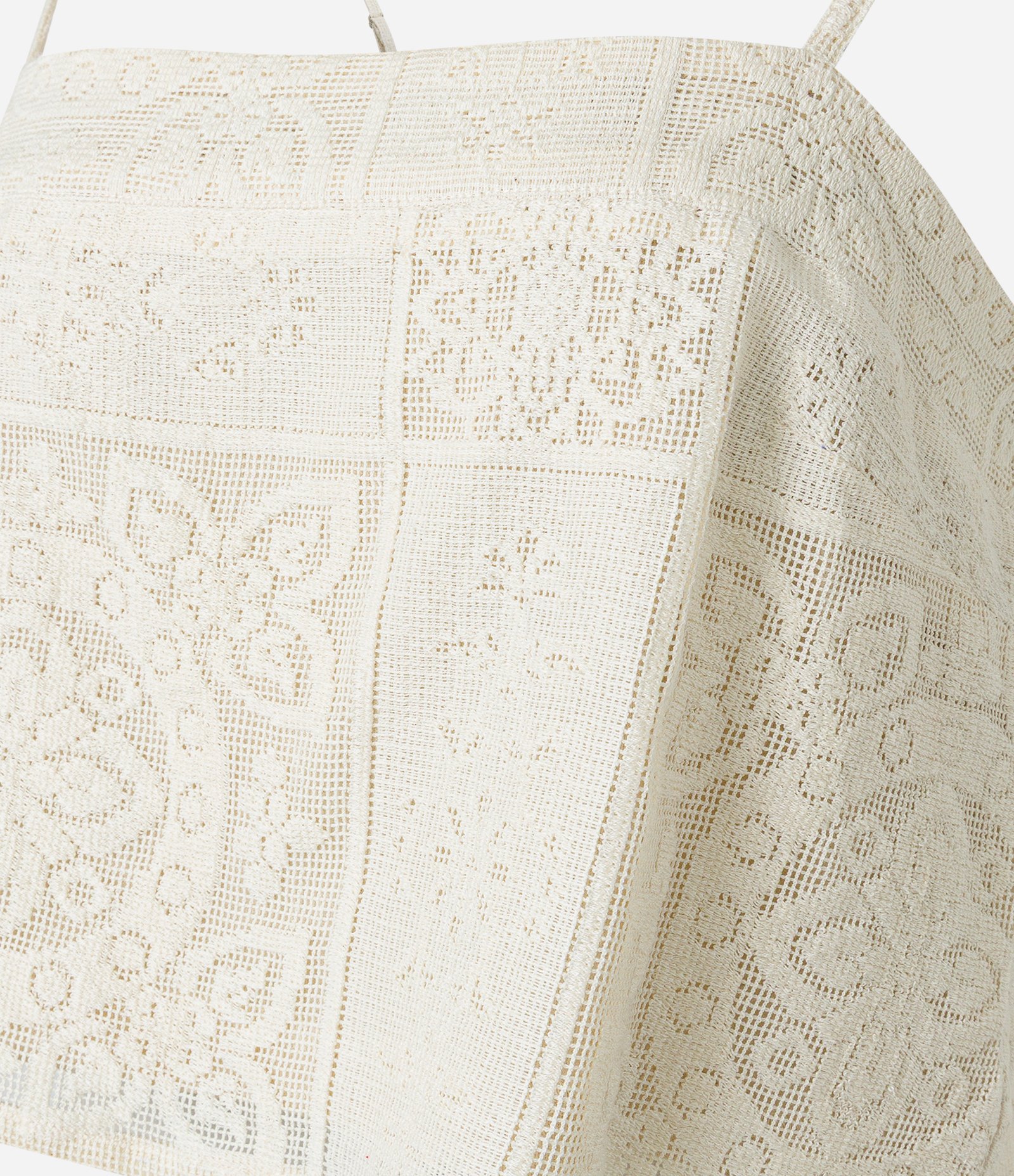 Blusa Cropped com Amarração nas Costas e Estampa Guipire Floral Bege 6