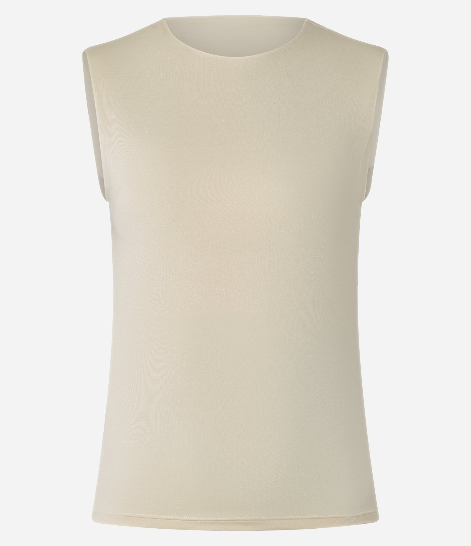 Blusa em Microfibra sem Manga com Ombreira Bege 4