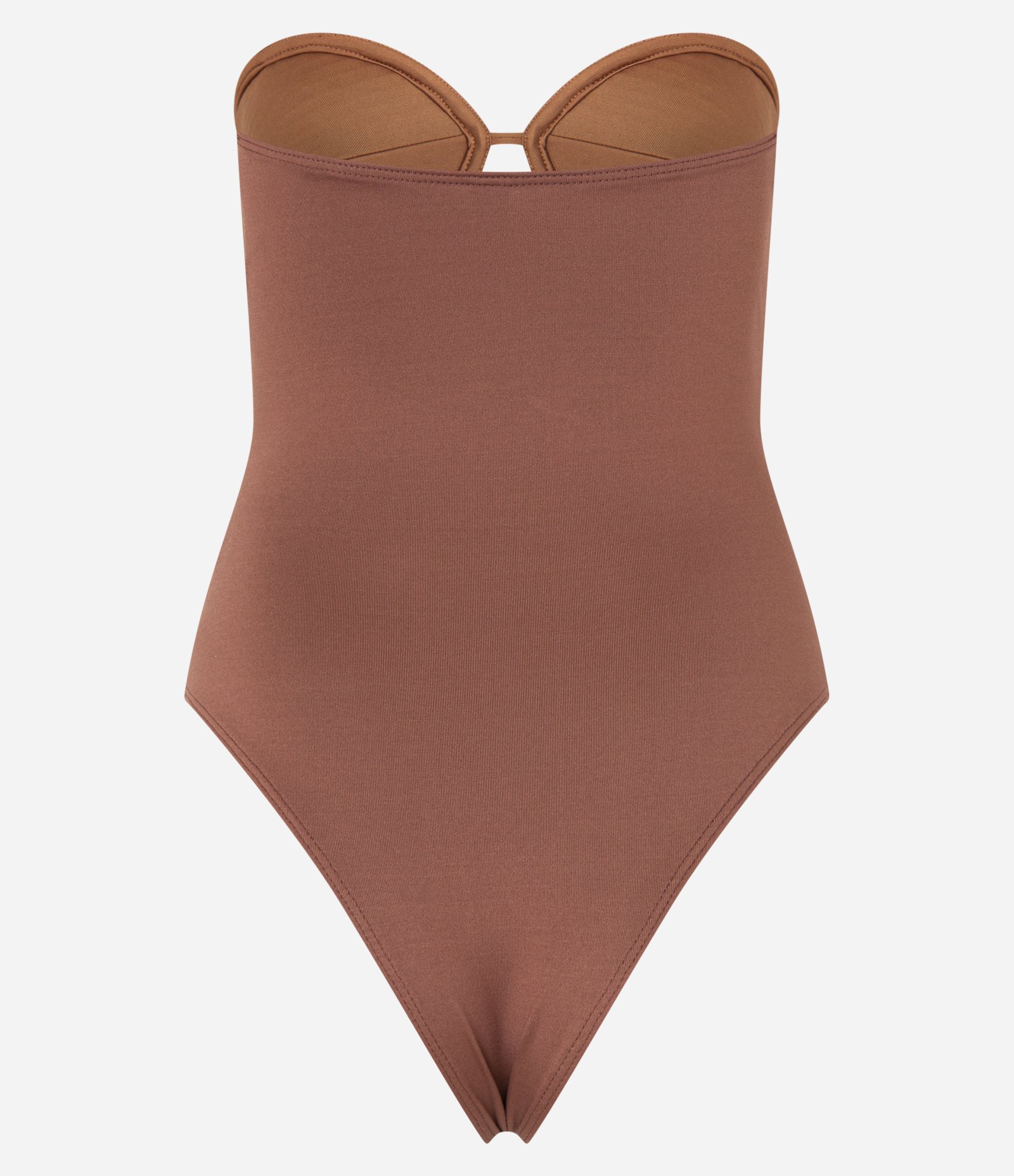 Body em Microfibra Bicolor com Busto Pespontado Marrom Caramelo 7