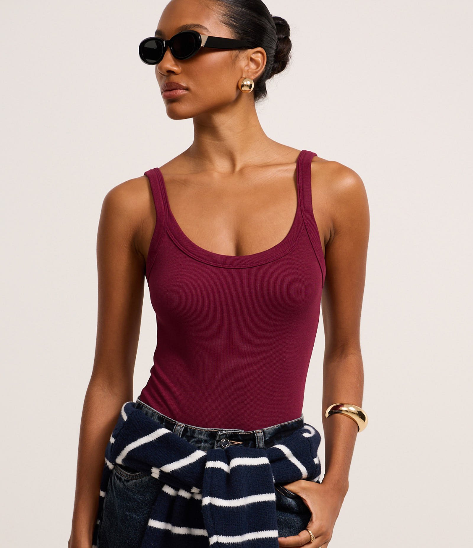 Body Básico em Ribana com Decote U Vermelho 1