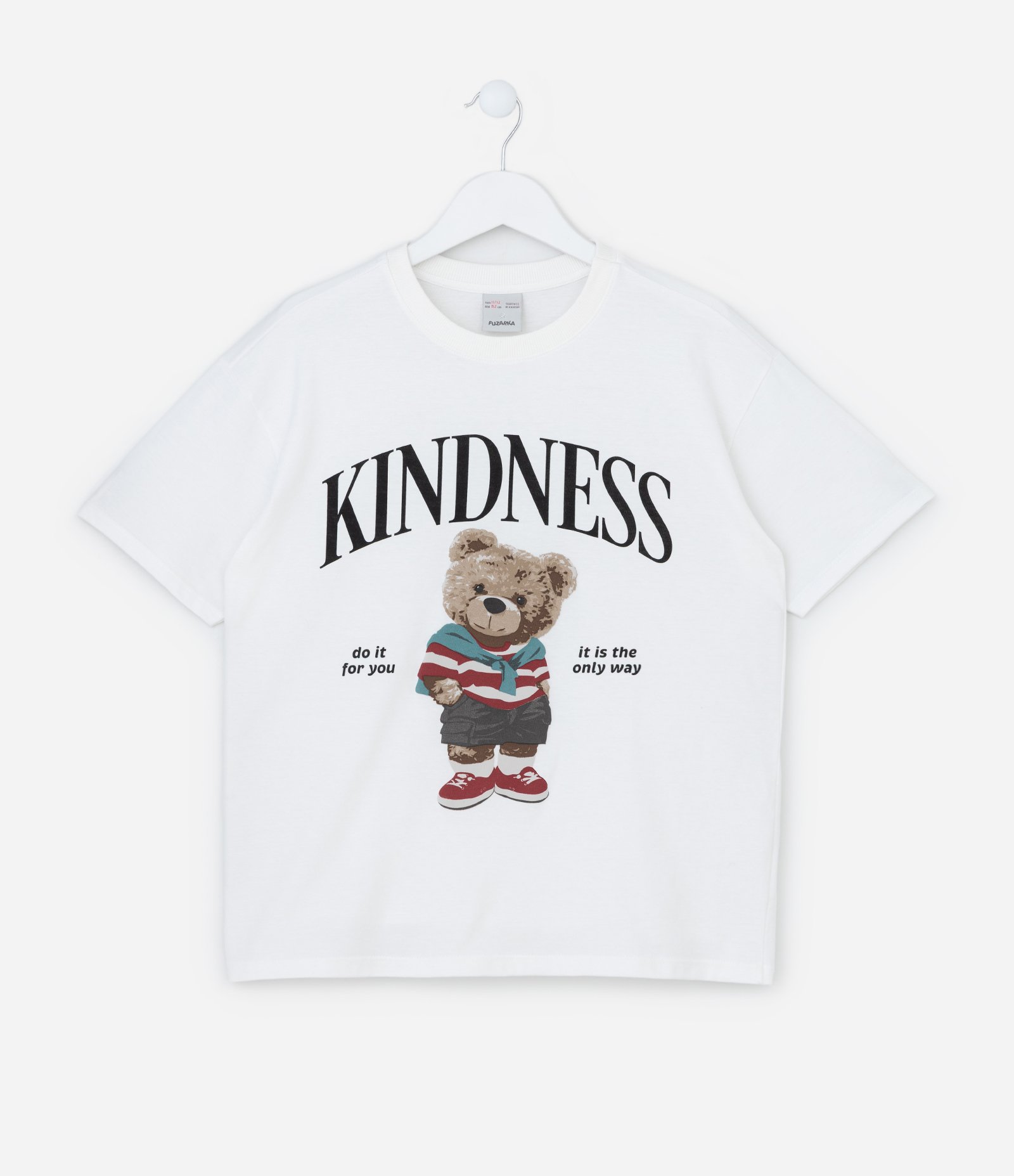 Camiseta Infantil com Estampa Urso Kindness - Tam 5 a 14 Anos Branco 1