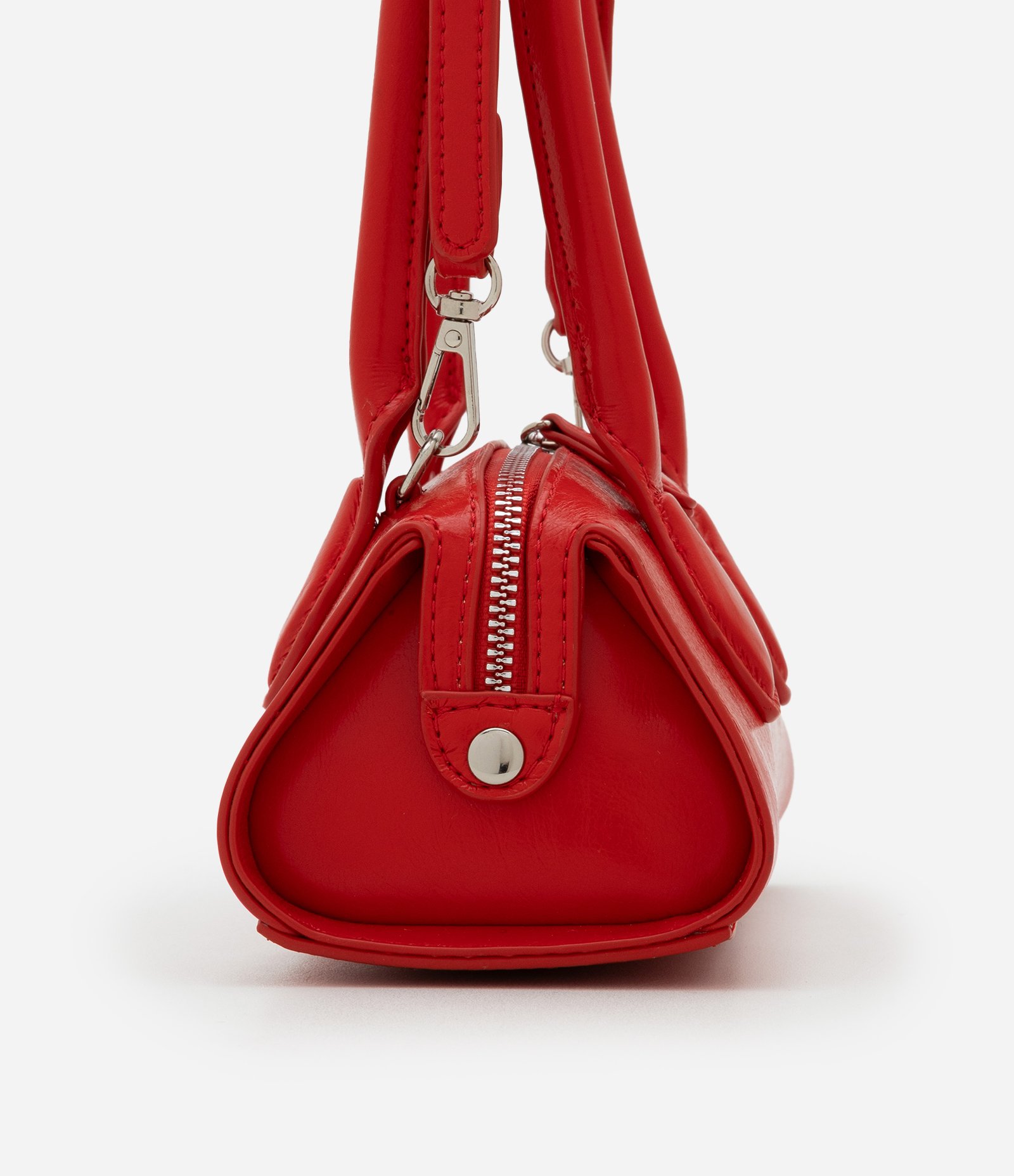 Bolsa Transversal Mini Satchel com Alça de Mão e Zíper Duplo 3