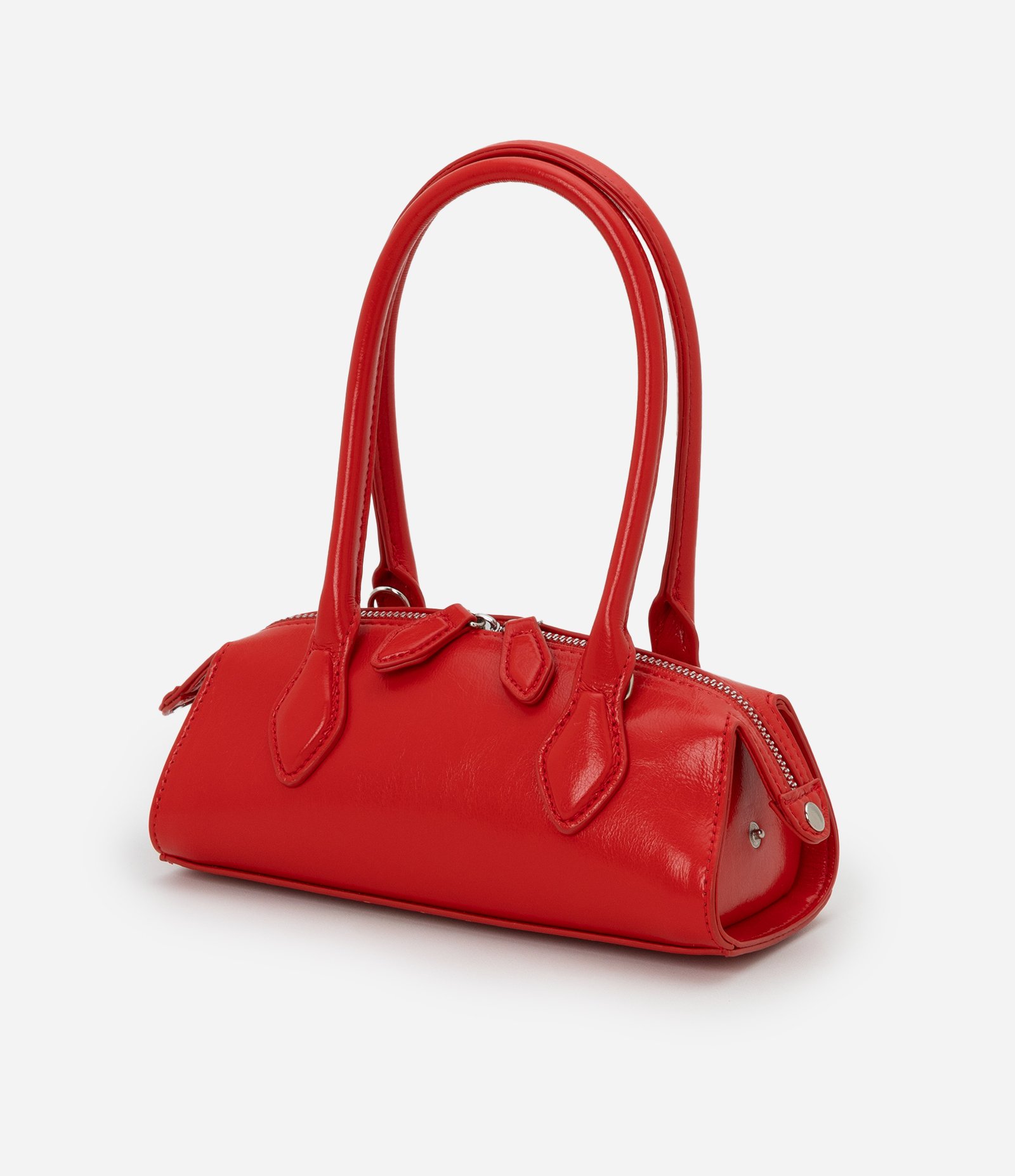 Bolsa Transversal Mini Satchel com Alça de Mão e Zíper Duplo 4