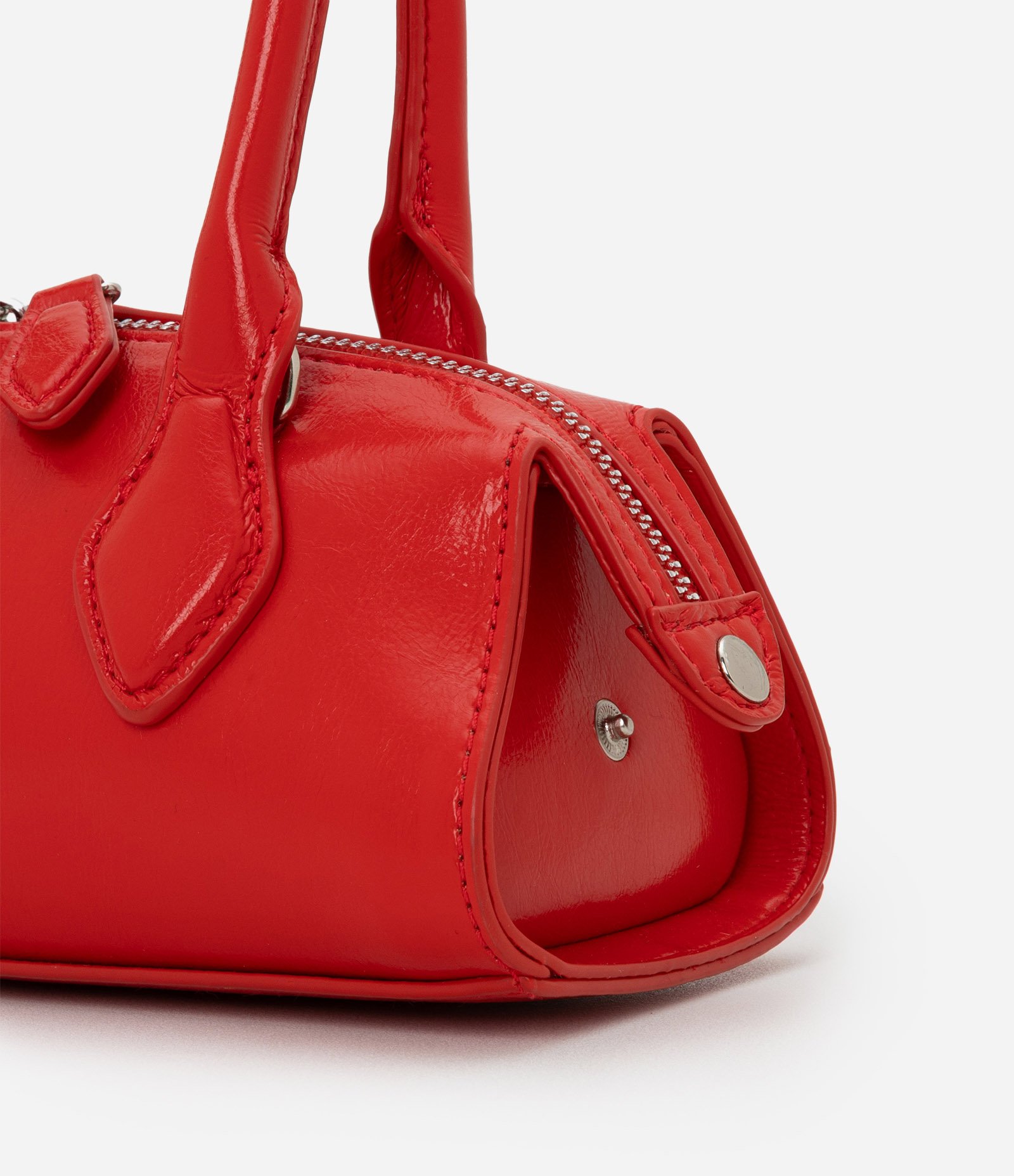 Bolsa Transversal Mini Satchel com Alça de Mão e Zíper Duplo 5