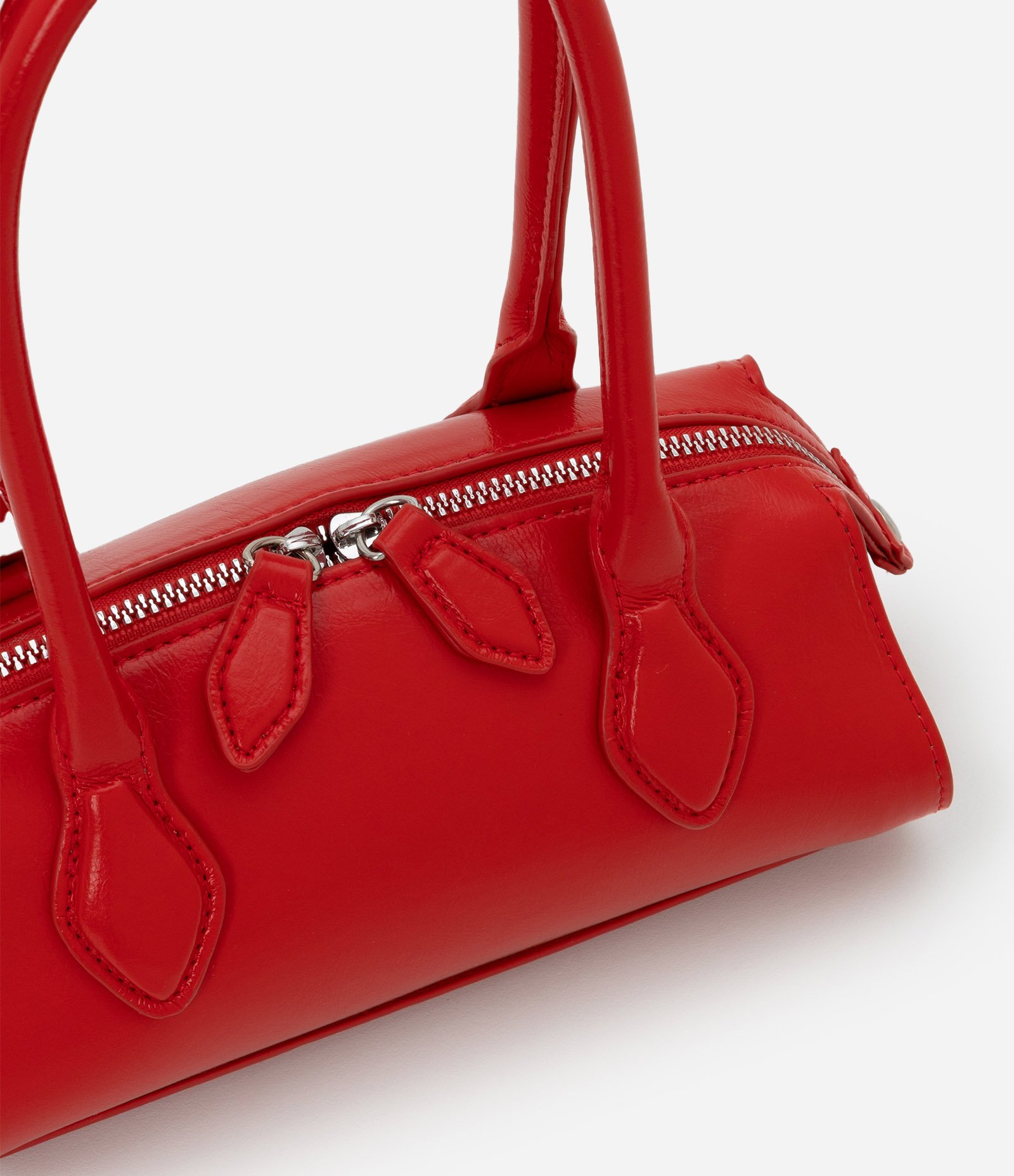 Bolsa Transversal Mini Satchel com Alça de Mão e Zíper Duplo 6