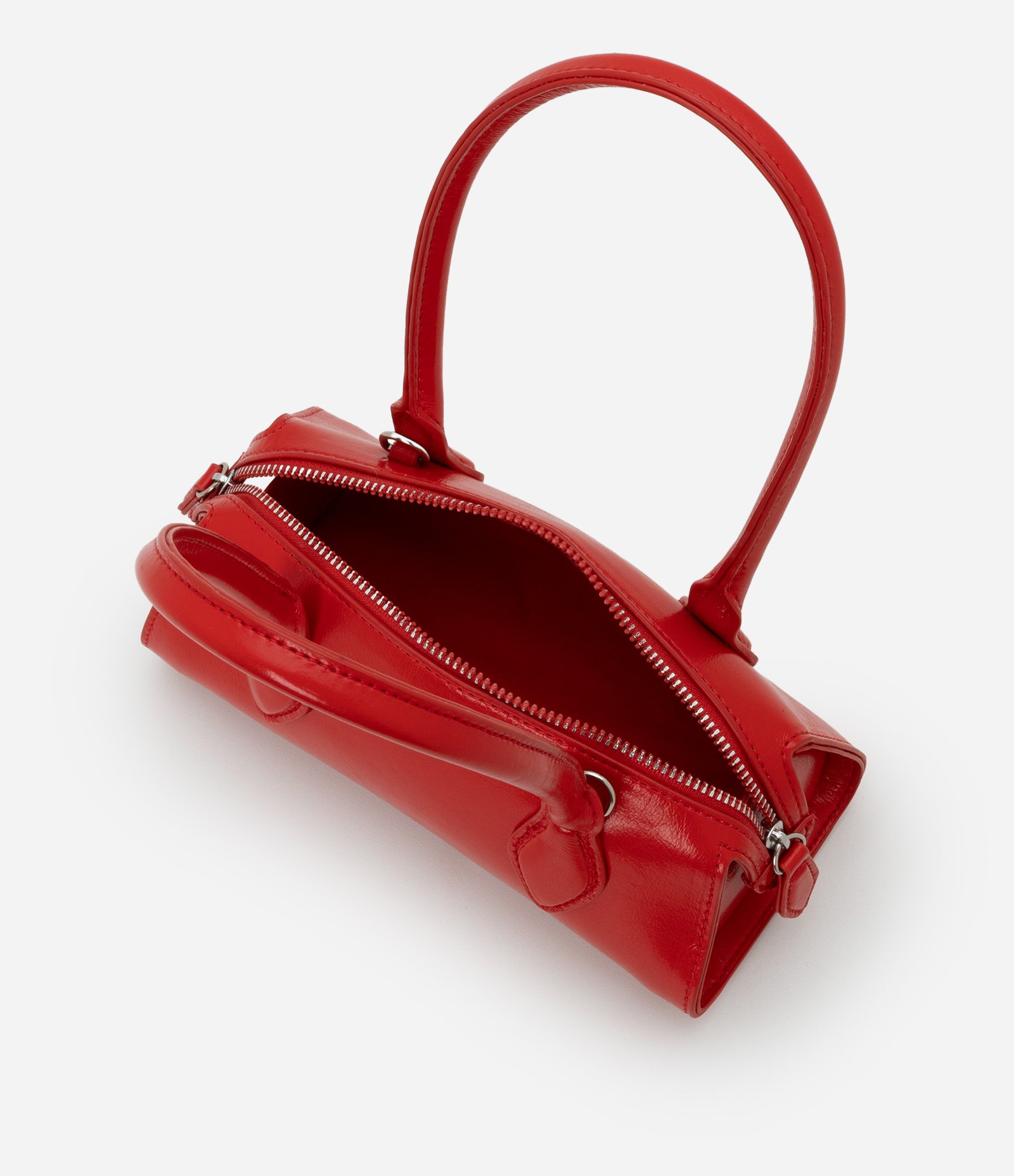 Bolsa Transversal Mini Satchel com Alça de Mão e Zíper Duplo 7