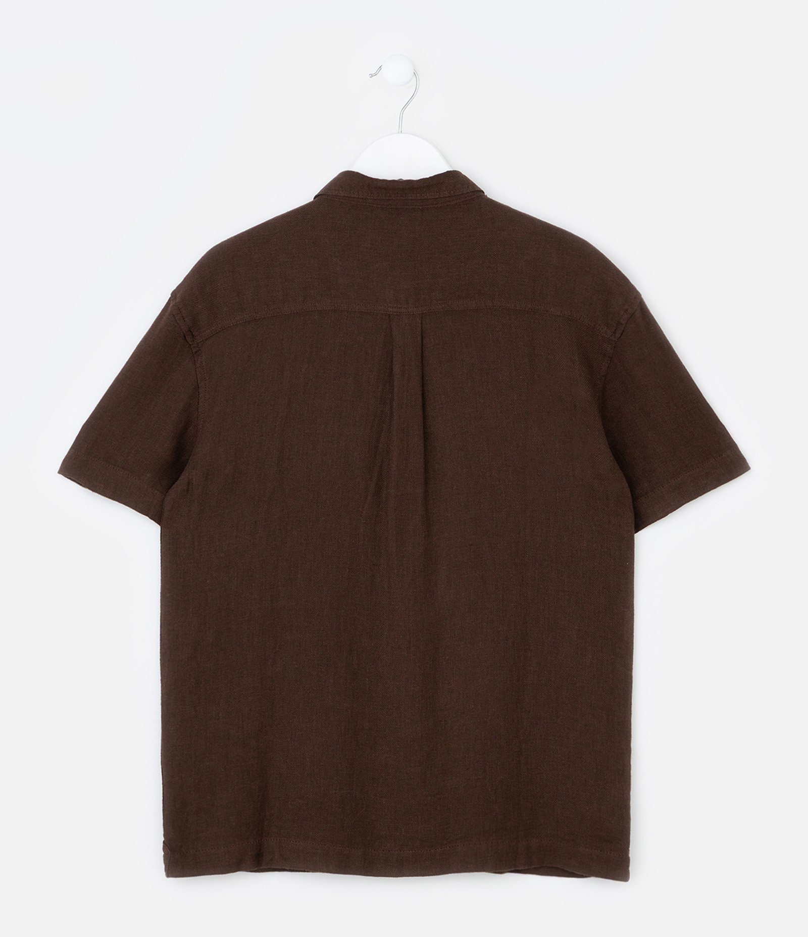 Camisa Infantil em Viscolinho com Bolso - Tam 5 a 14 Anos Marrom 2