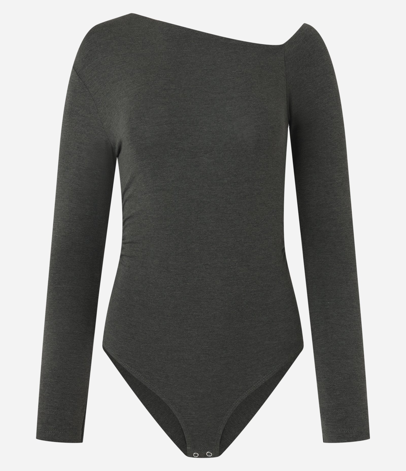 Body com Decote Assimétrico e Padronagem Mescla Verde Escuro 7