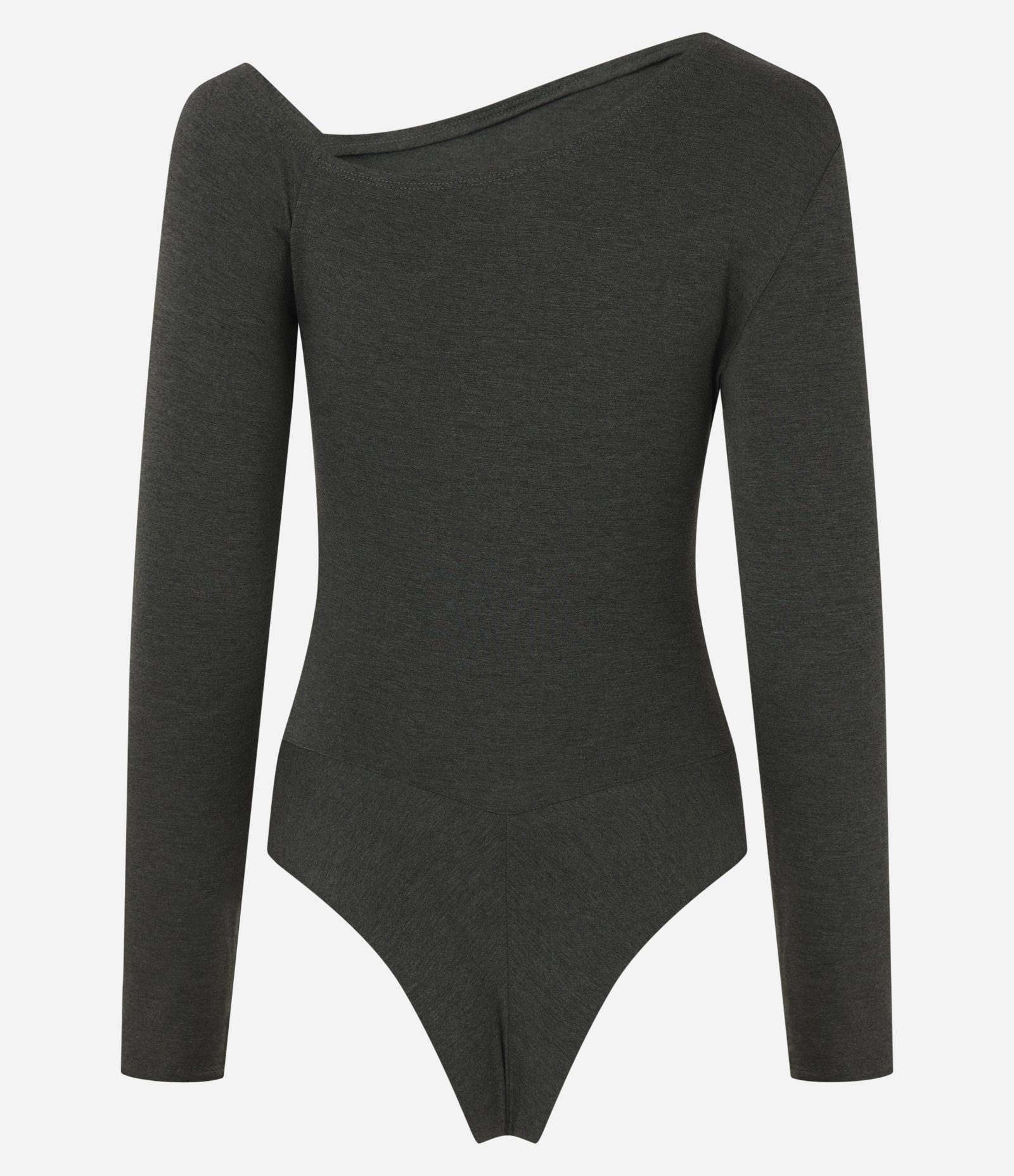 Body com Decote Assimétrico e Padronagem Mescla Verde Escuro 8