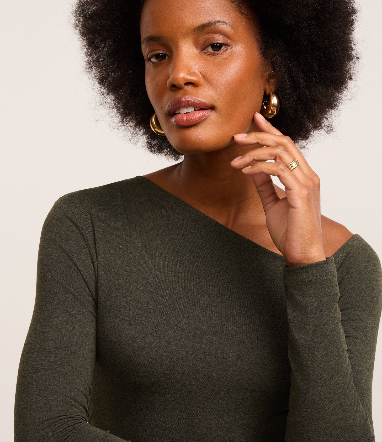 Body com Decote Assimétrico e Padronagem Mescla Verde Escuro 3