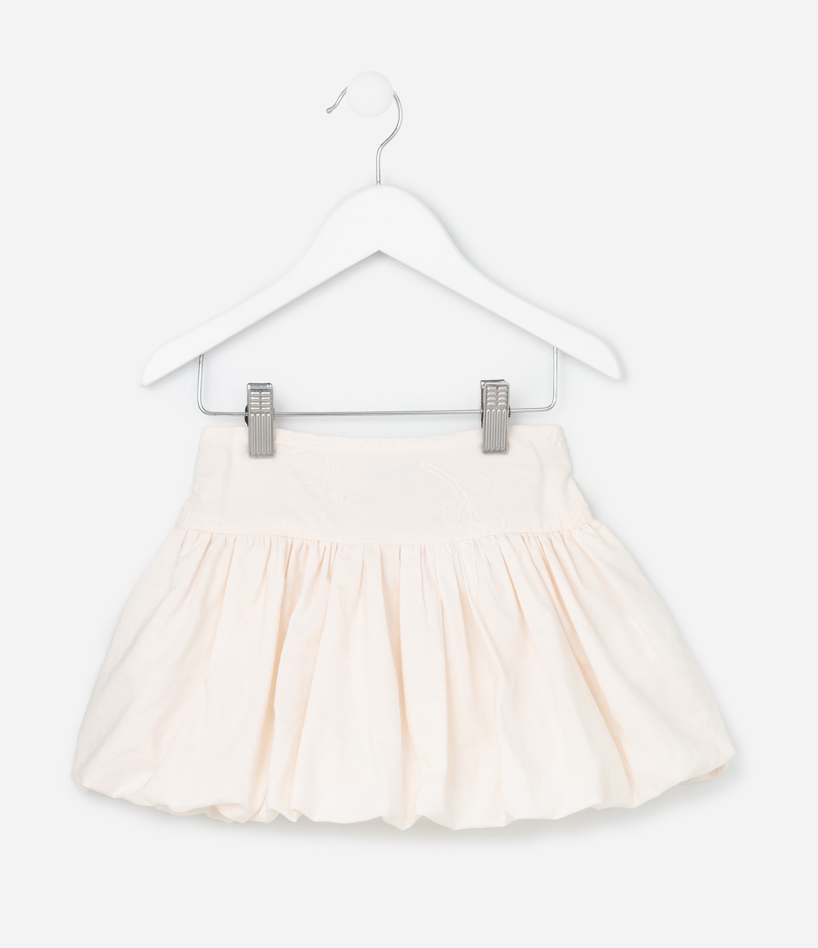 Saia Infantil Balonê com Bordado Floral - Tam 1 a 6 Anos Bege 1