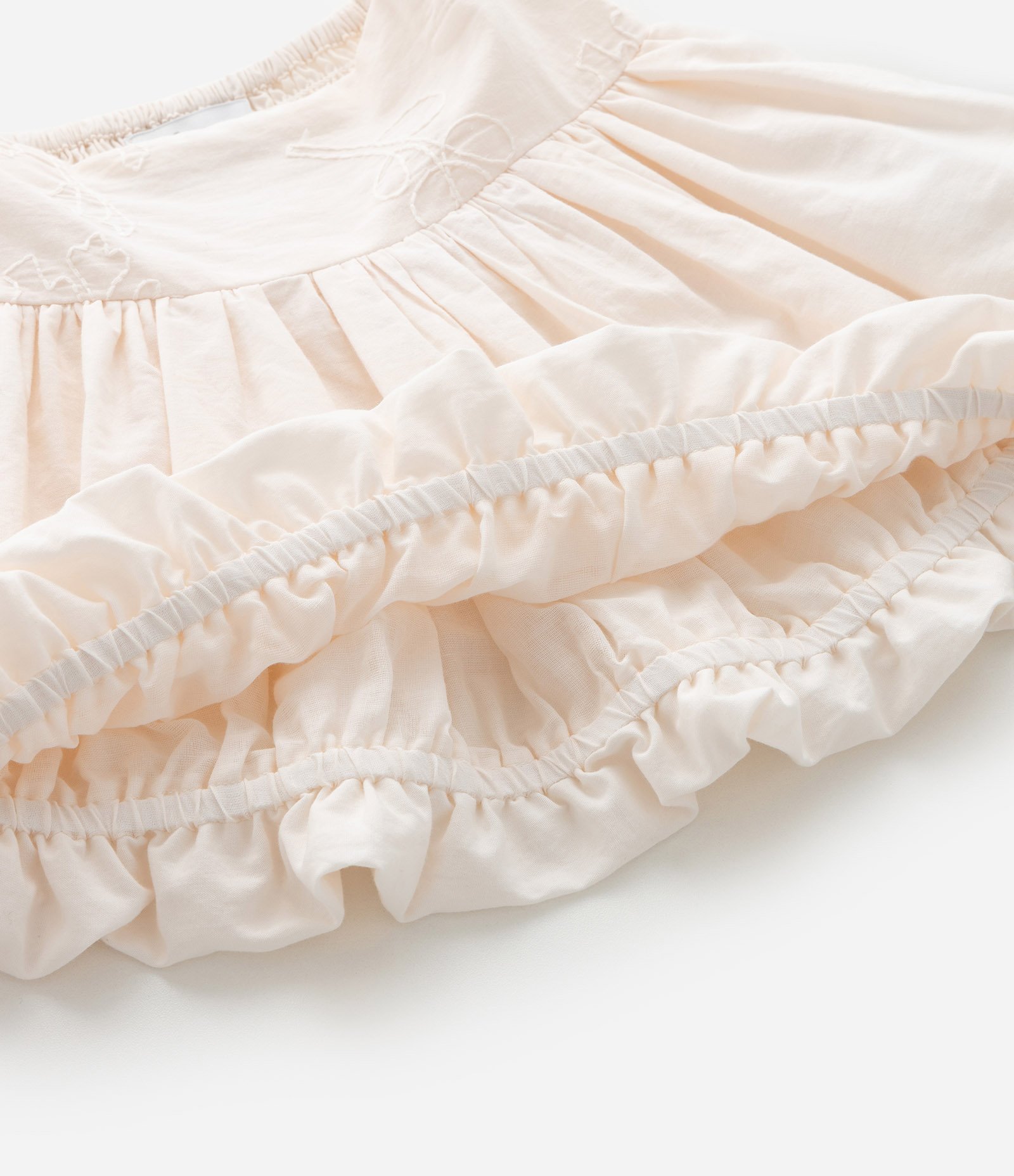 Saia Infantil Balonê com Bordado Floral - Tam 1 a 6 Anos Bege 7