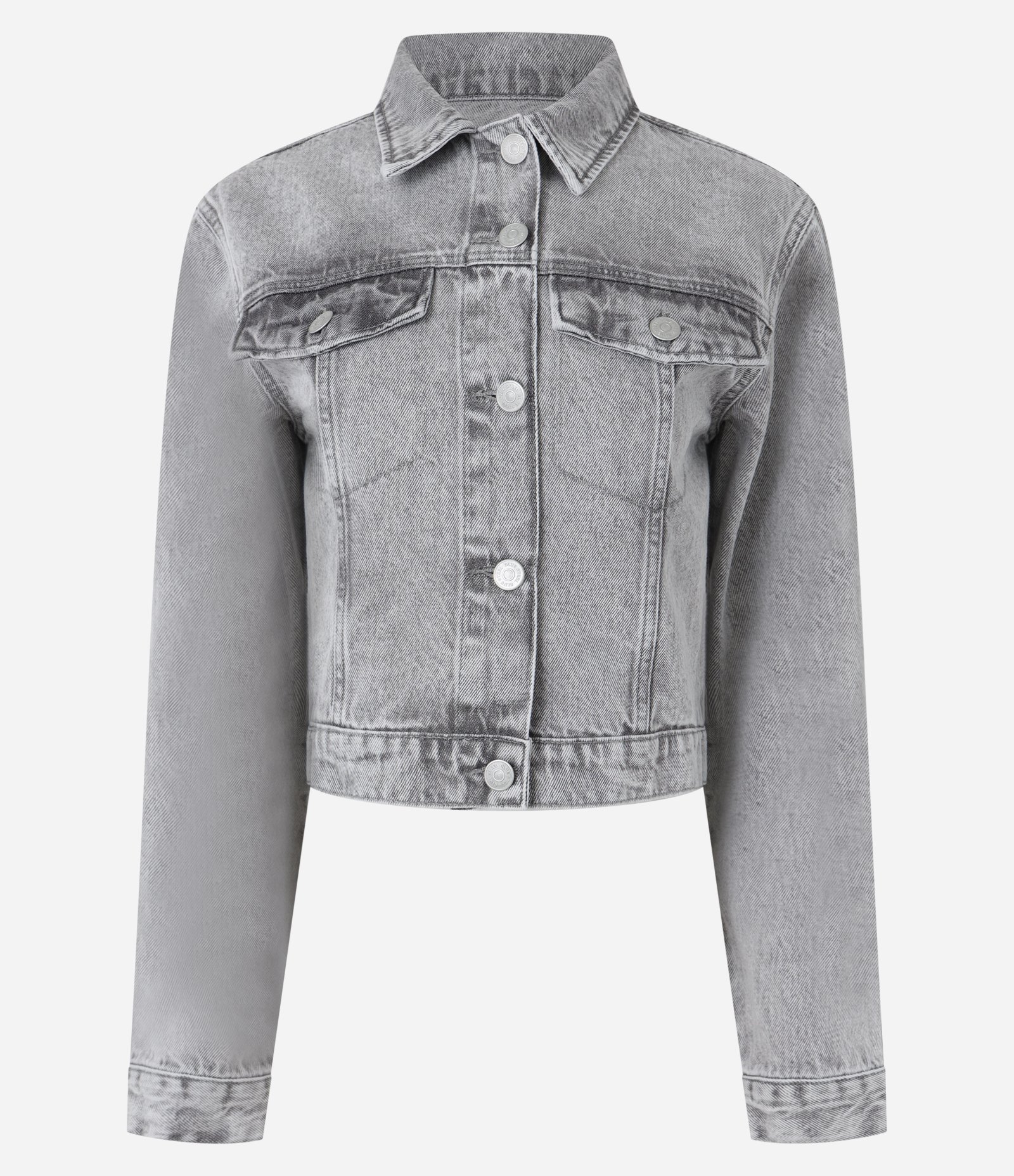 Jaqueta Regular em Jeans com Botões Cinza 6