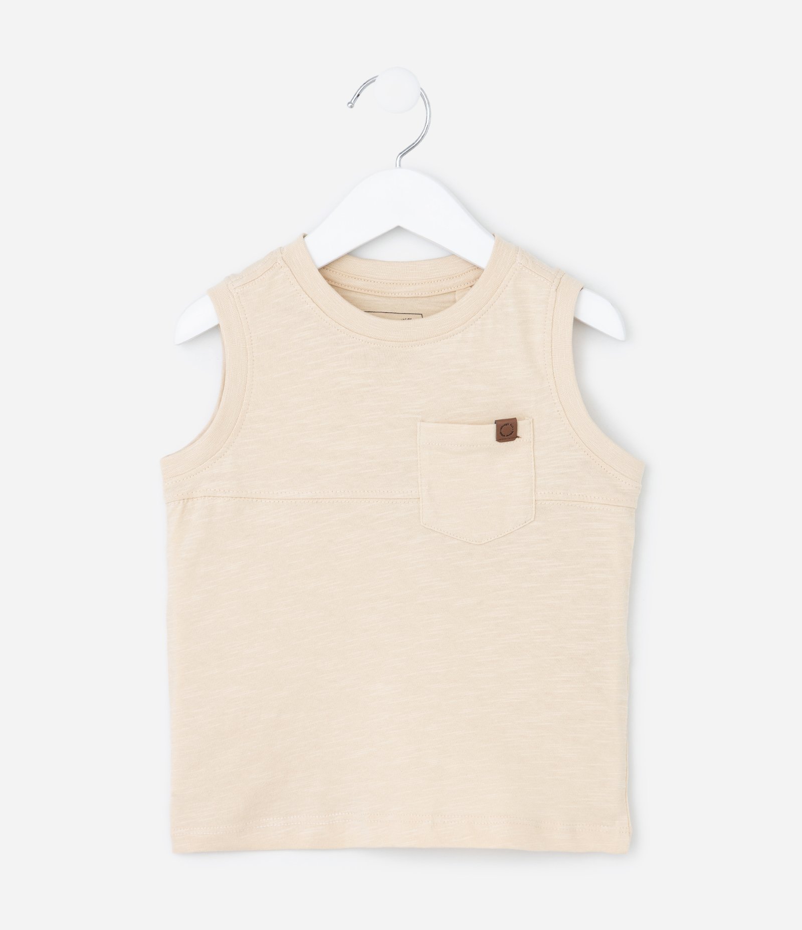 Regata Infantil em Malha Flamê com Bolsinho - Tam 1 a 5 Anos Bege Claro 2