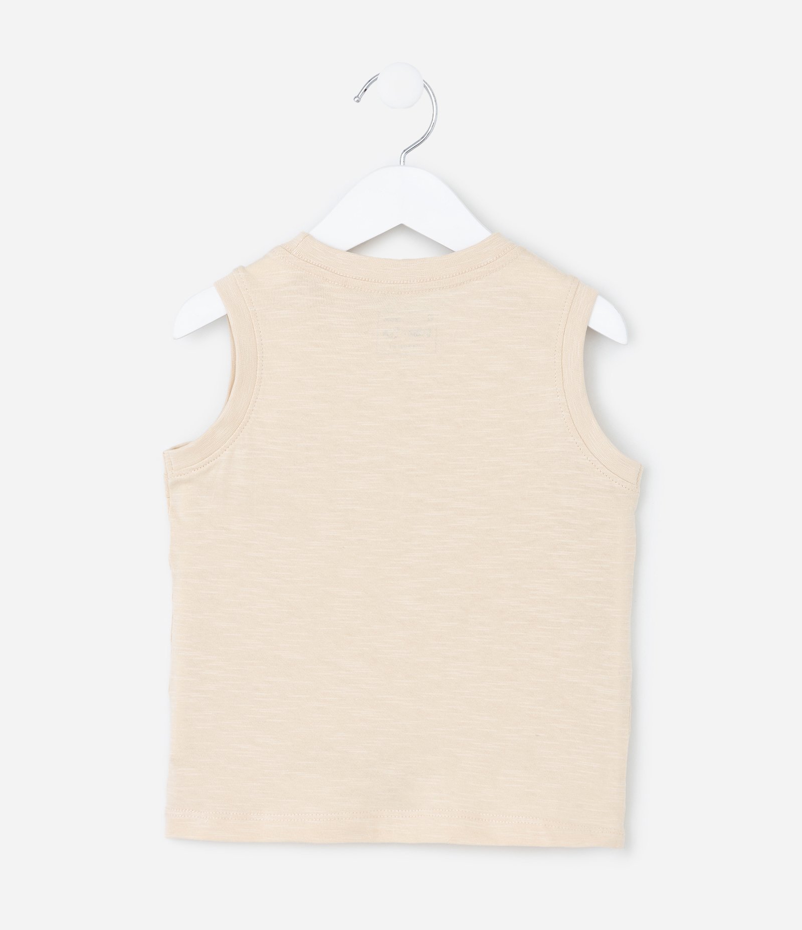 Regata Infantil em Malha Flamê com Bolsinho - Tam 1 a 5 Anos Bege Claro 3