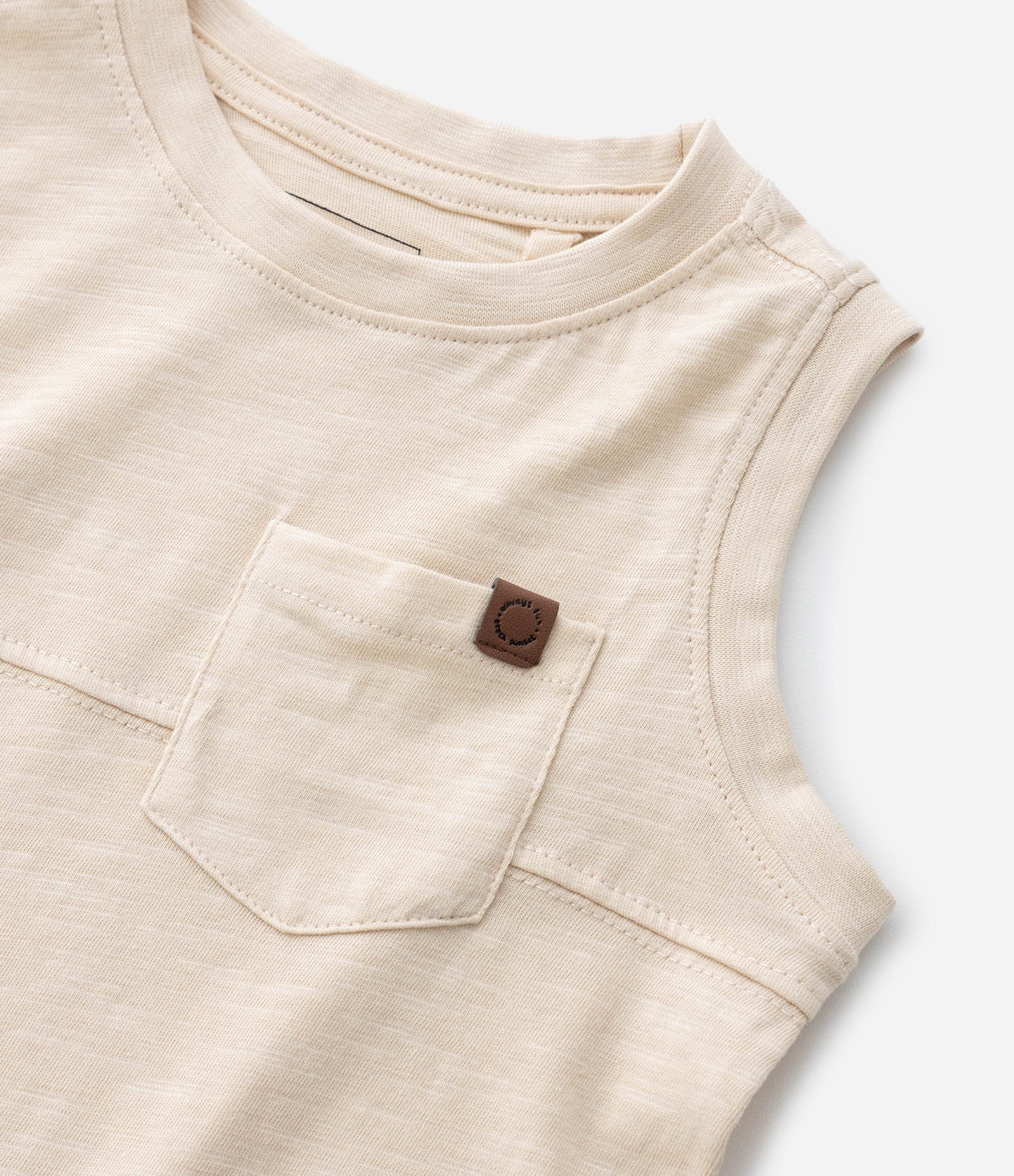 Regata Infantil em Malha Flamê com Bolsinho - Tam 1 a 5 Anos Bege Claro 5