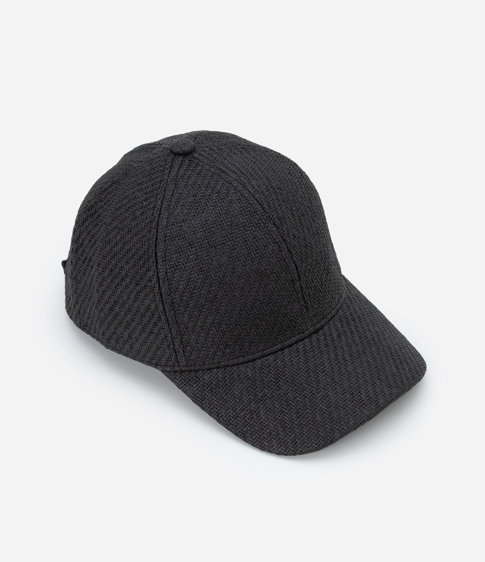 Boné Aba Curva em Palha de Papel Preto 2